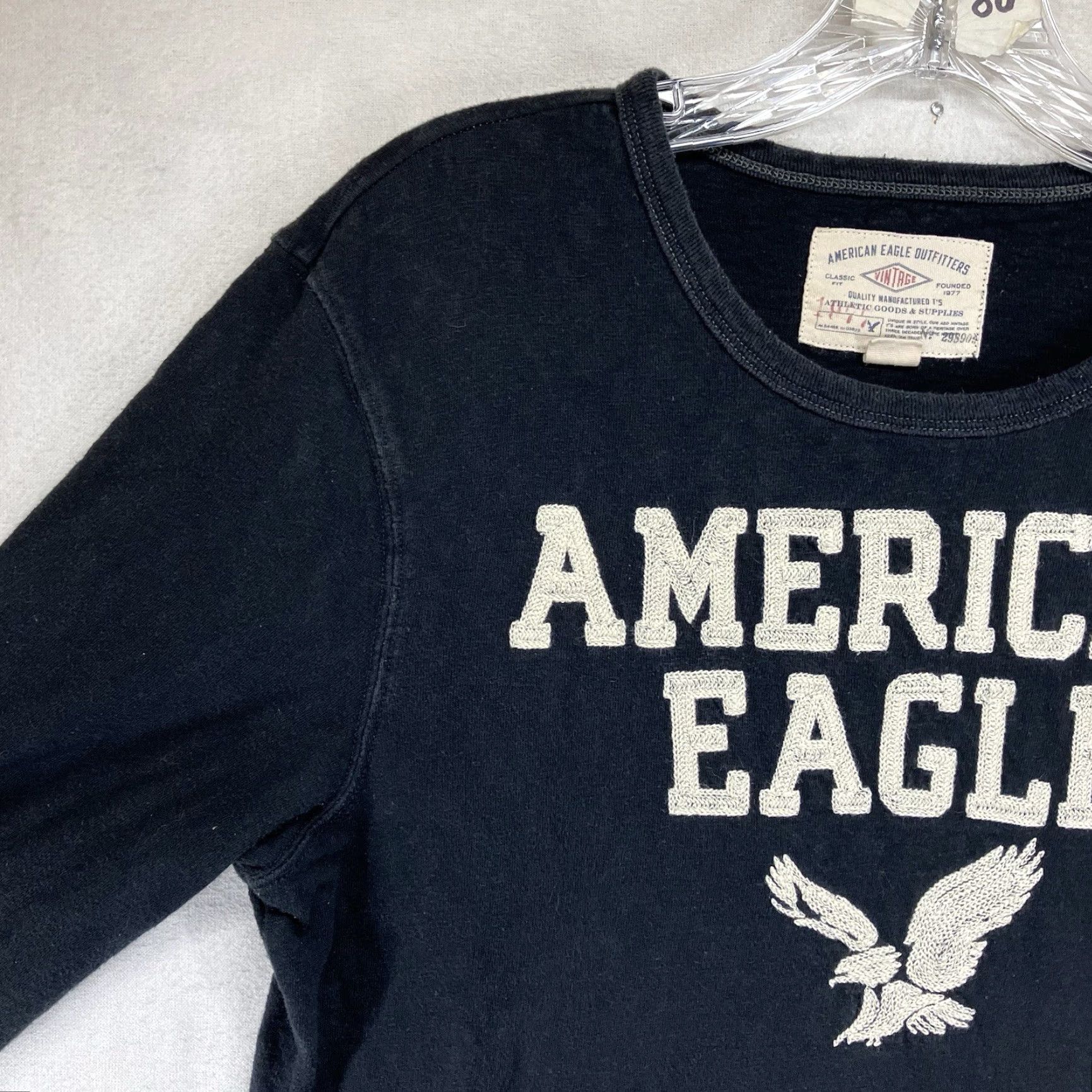 American Eagle Outfitters VINTAGE American Eagle Shirt Long Sleeve Men Small Black Classic Fit Embroidered Logo Crew Neck 2000s Mens Size US S / EU 44-46 / 1 - 7 Thumbnail