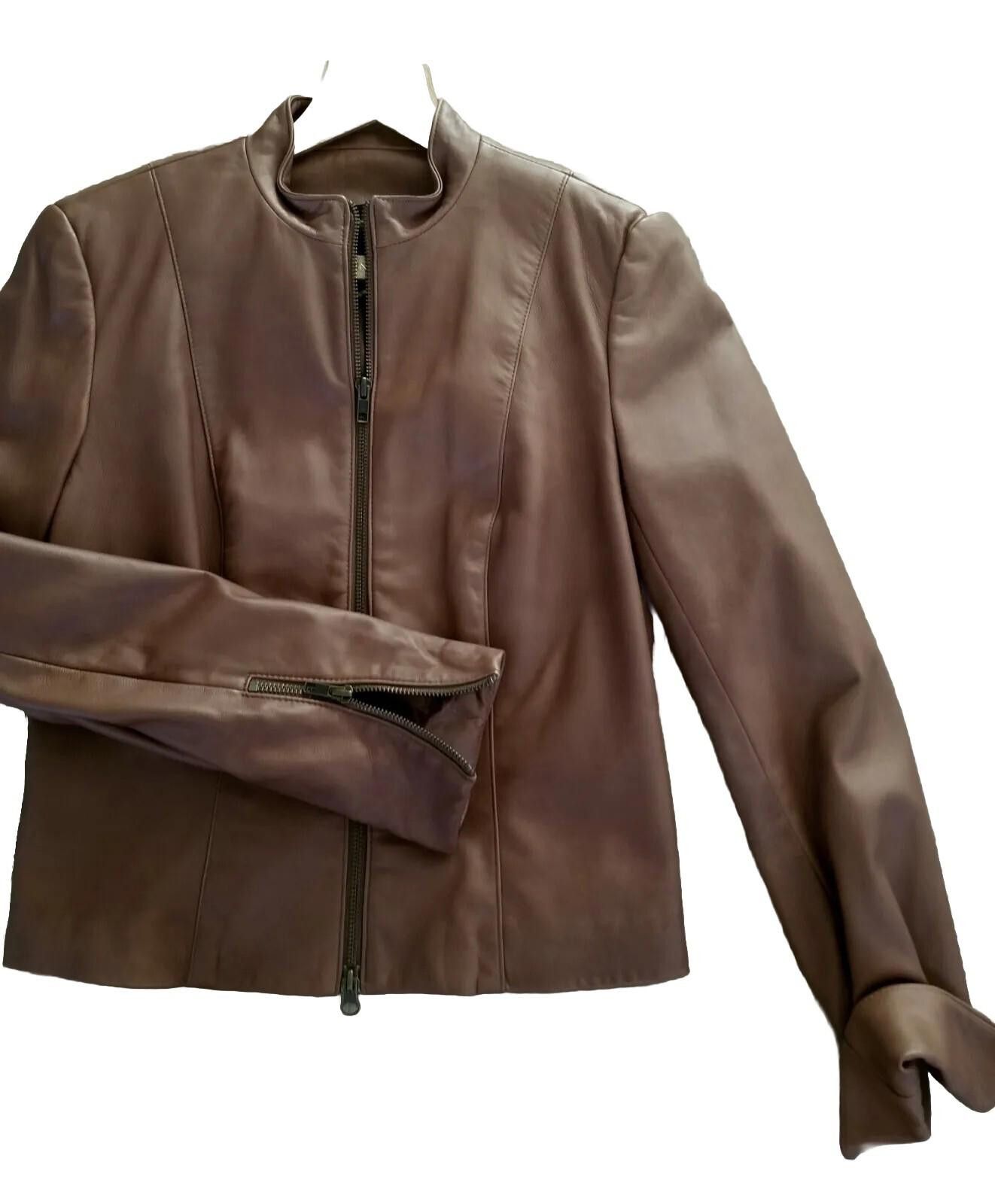 Danier Danier Women's Size 8 Genuine Leather Pant Suit Jacket Brown Size ONE SIZE - 4 Thumbnail