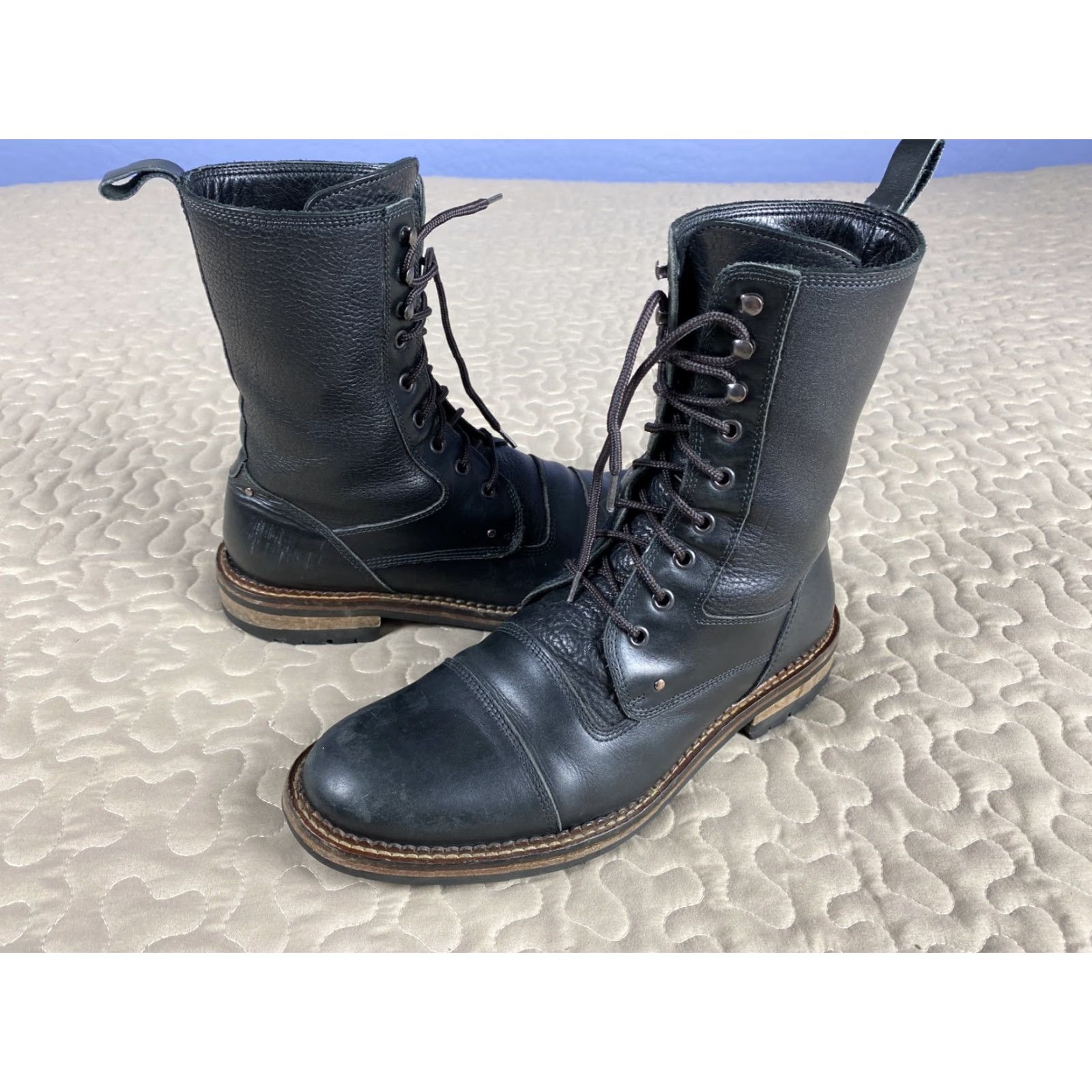 Bruno Magli Bruno Magli Pristine Palatino Black Leather Boots Lace Up Combat Chukka Sz 8.5 Size US 9 / EU 42 - 2 Thumbnail
