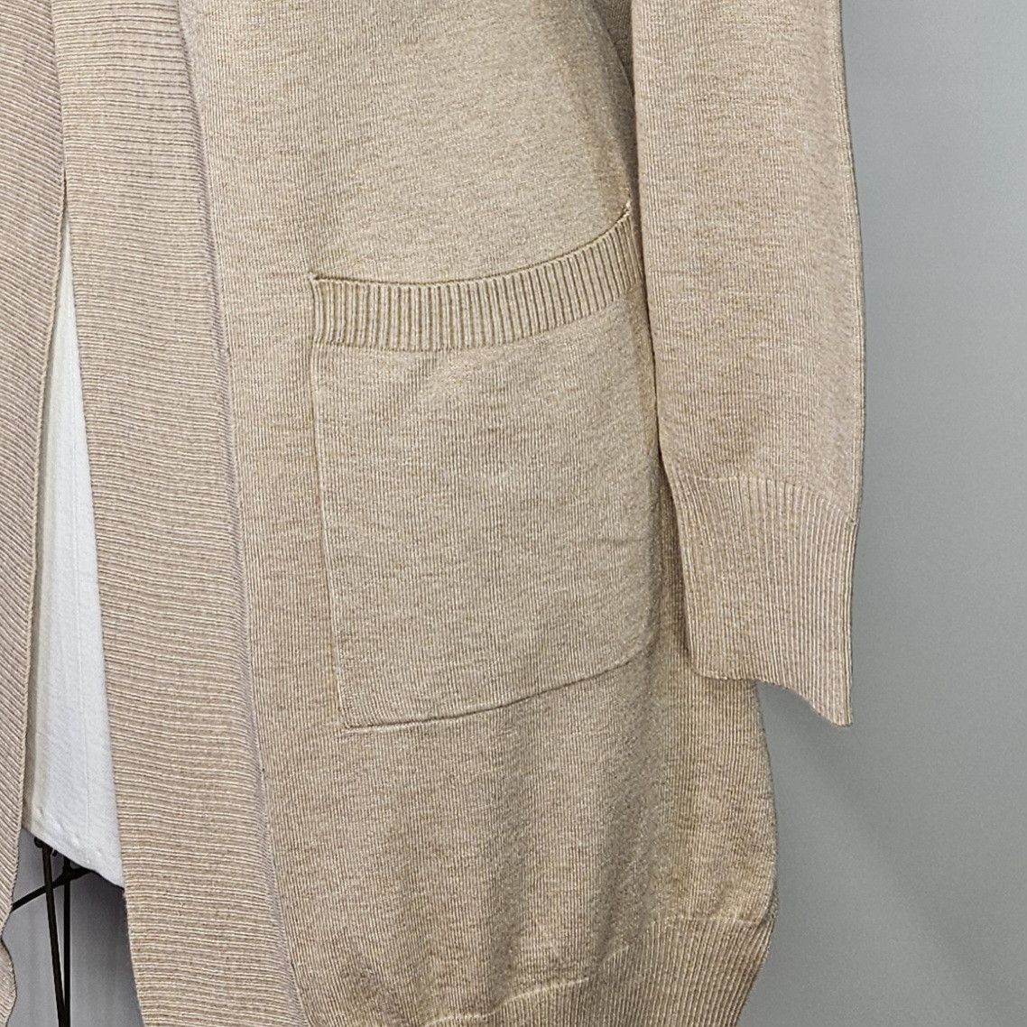 Other Cielo Size L/XL Duster 34" Cardigan Beige Khaki Open Front Size L / US 10 / IT 46 - 6 Thumbnail