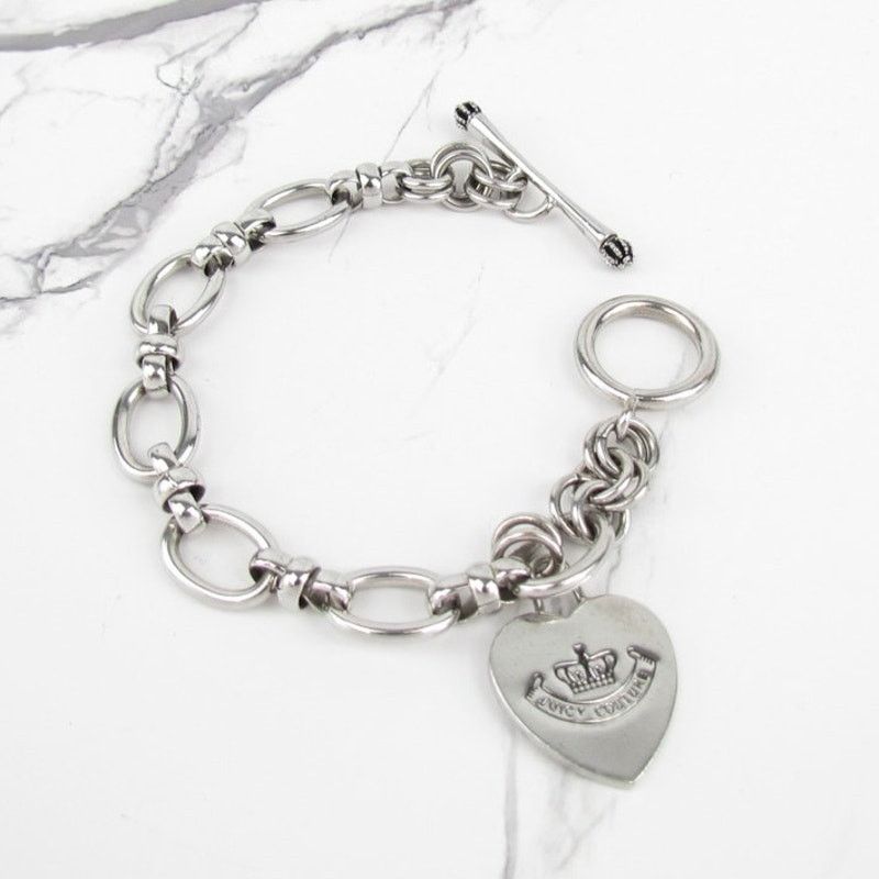 Juicy Couture Juicy Couture Silver Color Heart Charm Bracelet Size ONE SIZE - 2 Thumbnail
