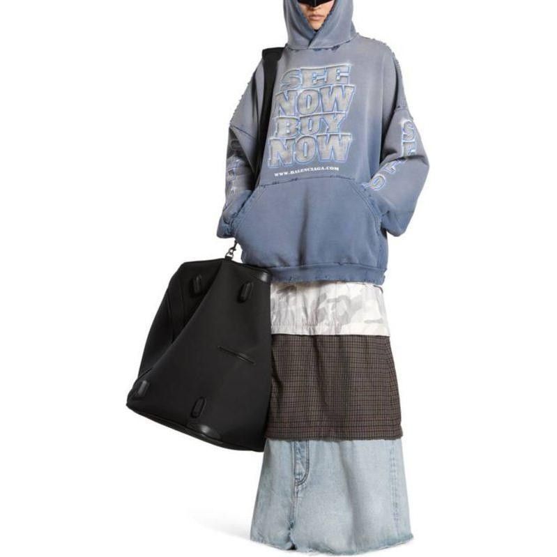 Balenciaga o1srvl11e0825 Dup / SNBN Hoodie Large Fit in Blue Size S / US 4 / IT 40 - 3 Thumbnail