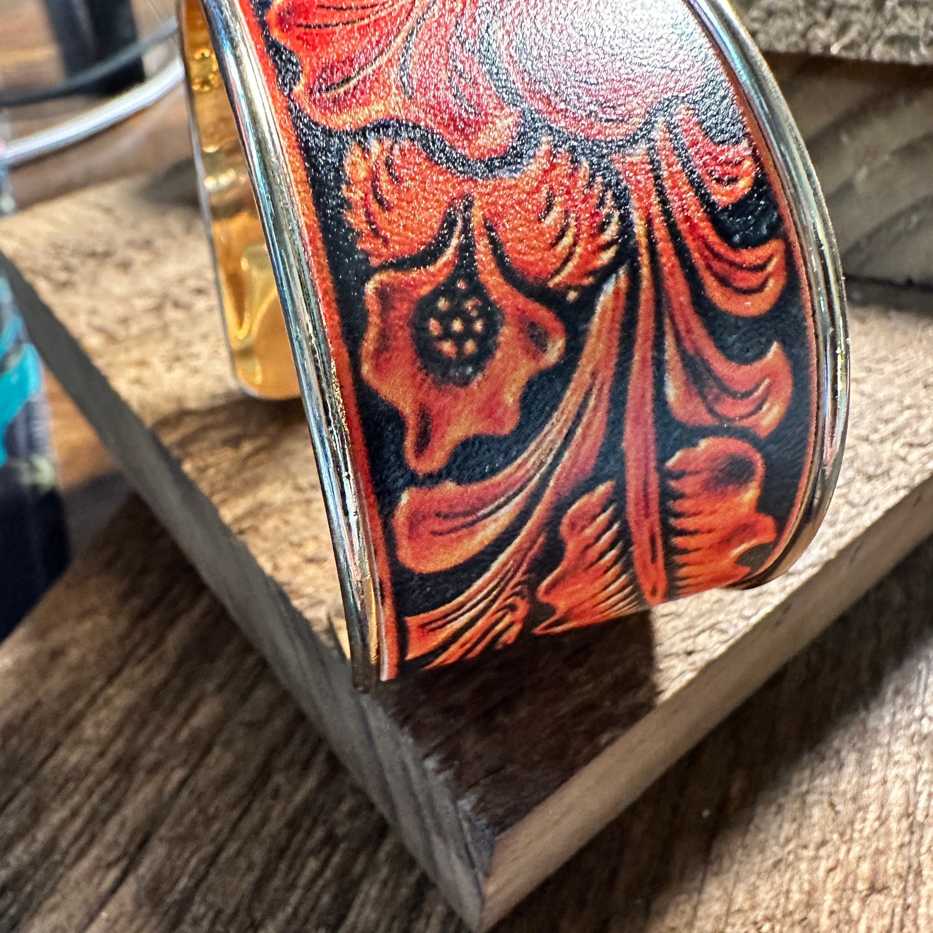 Other Boho Southwestern Floral Wide Cuff Bangle Bracelet, Ships in Size ONE SIZE - 5 Thumbnail