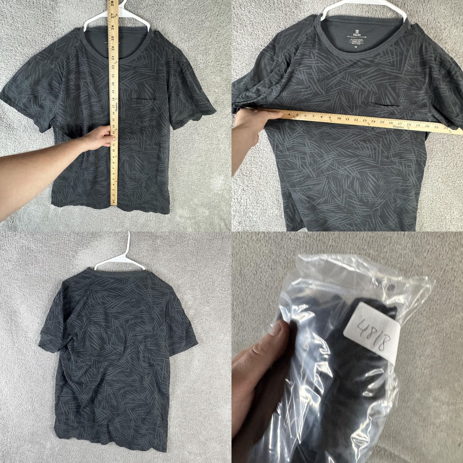 Roark Roark Mens T-Shirt Short Sleeve Crew Neck Pocket Geometric Print Gray M Shirt Casual Size US M / EU 48-50 / 2 - 8 Thumbnail