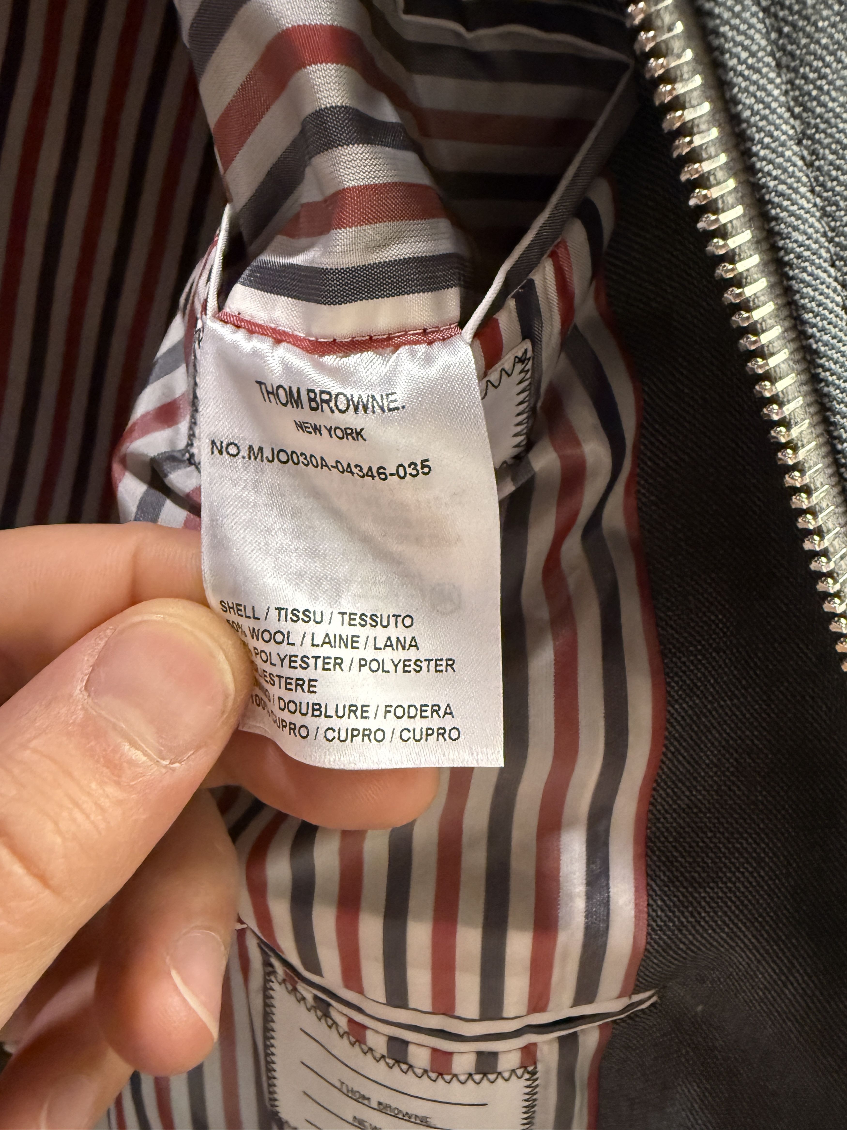 Thom Browne Thom Browne Grey Bomber Jacket Size 2/M Size US M / EU 48-50 / 2 - 9 Thumbnail