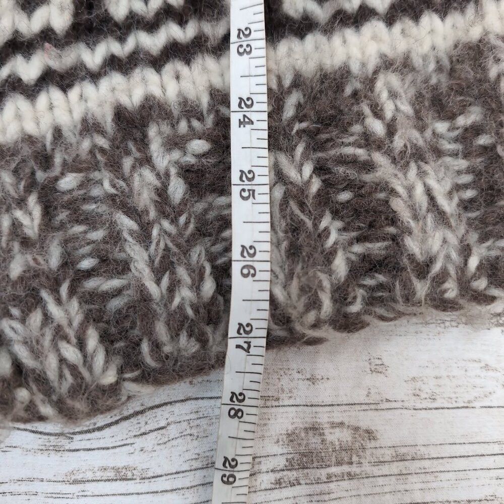 Other Cowichan-Style Wool Zip Sweater Brown Cream Moose Pattern – Size ONE SIZE - 6 Thumbnail