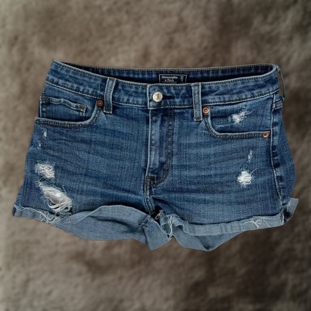 Abercrombie & Fitch Abercrombie & Fitch Jeans Shorts Womens 4 27 Blue Low Rise Cut-Off Distressed Size 27" / US 4 / IT 40 - 1 Thumbnail