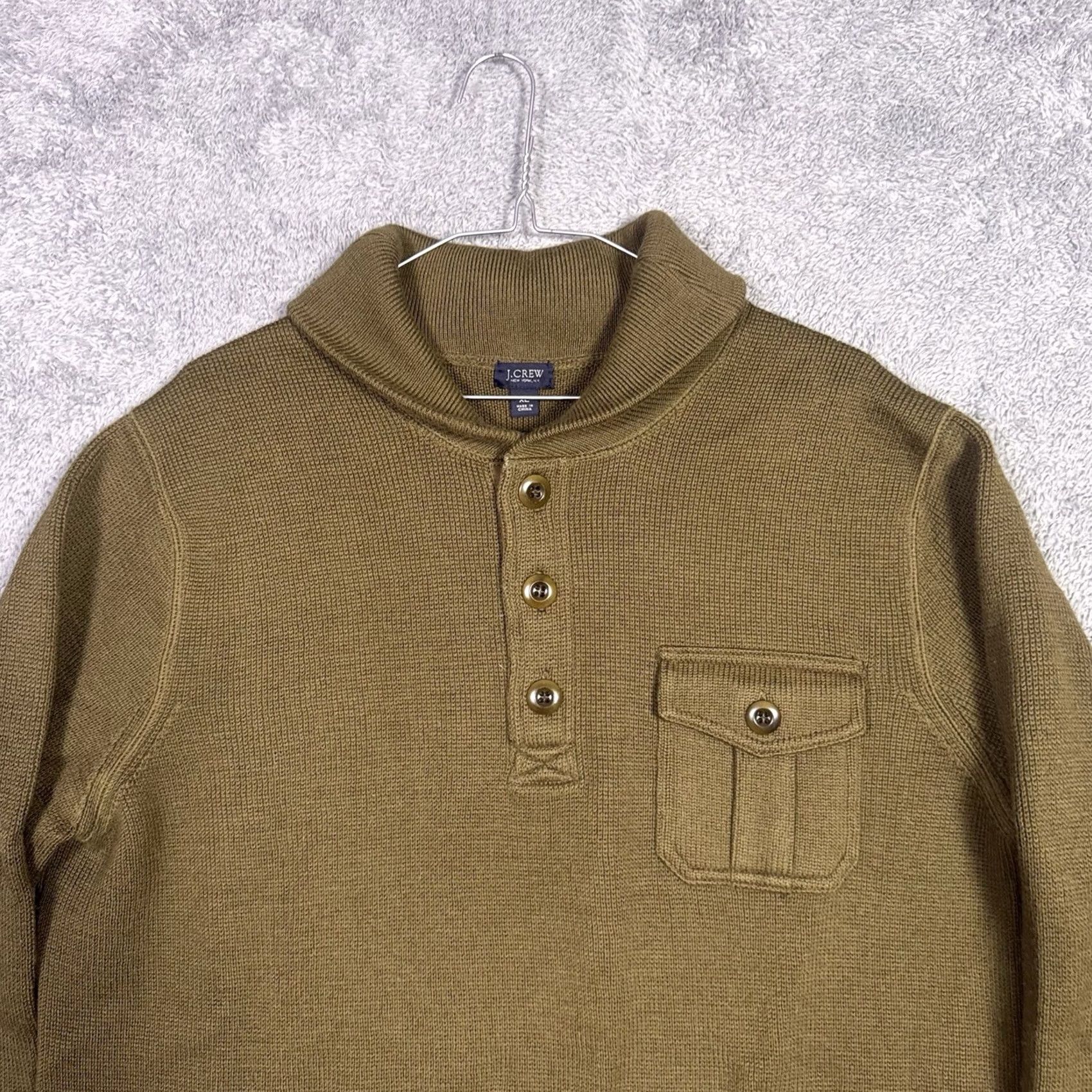 J.Crew J.CREW Sweater Mens XL Wool Shawl Neck Jumper Military Drab Army Henley Pullover Shirt? Size US XL / EU 56 / 4 - 4 Thumbnail