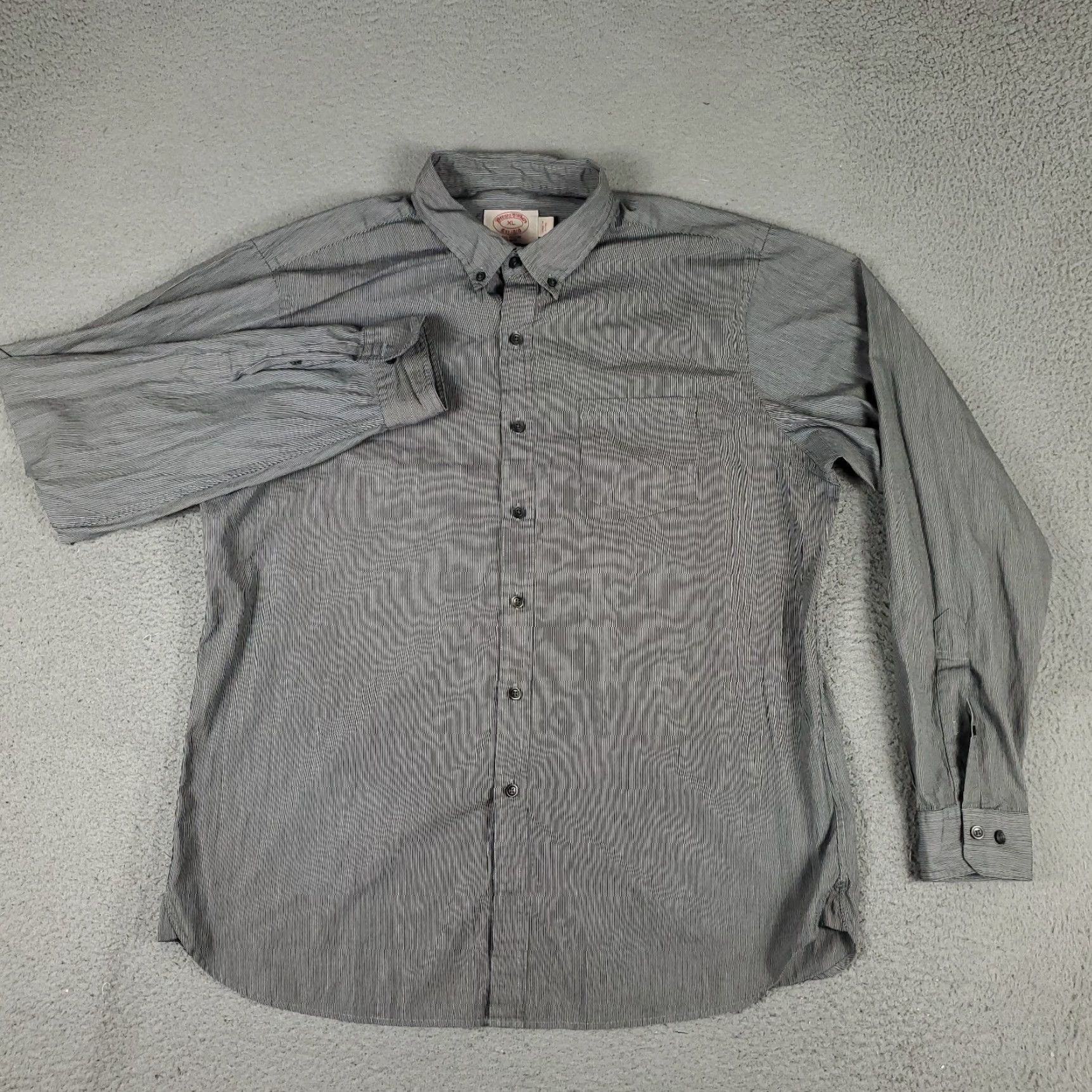 Brooks Brothers Brooks Brothers Shirt Mens XL Gray Striped Button-Up Long Sleeve Casual Workwear, Button-Down Collar, Classic Preppy, Cotton, Woven, Regular Fit Size US XL / EU 56 / 4 - 2 Thumbnail