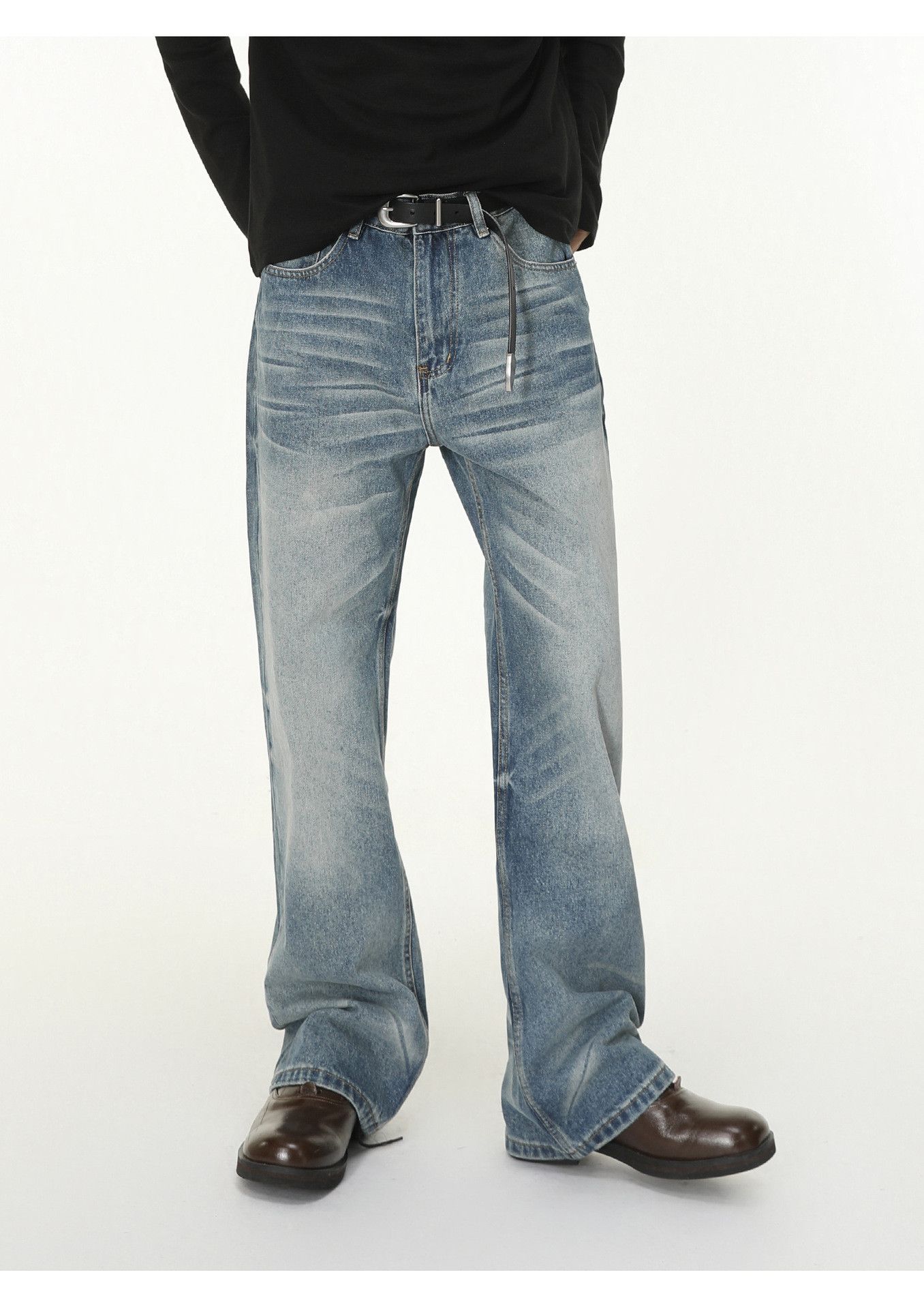 Japanese Brand American vibe whiskered washed distressed straight jeans Size US 32 / EU 48 - 1 Thumbnail