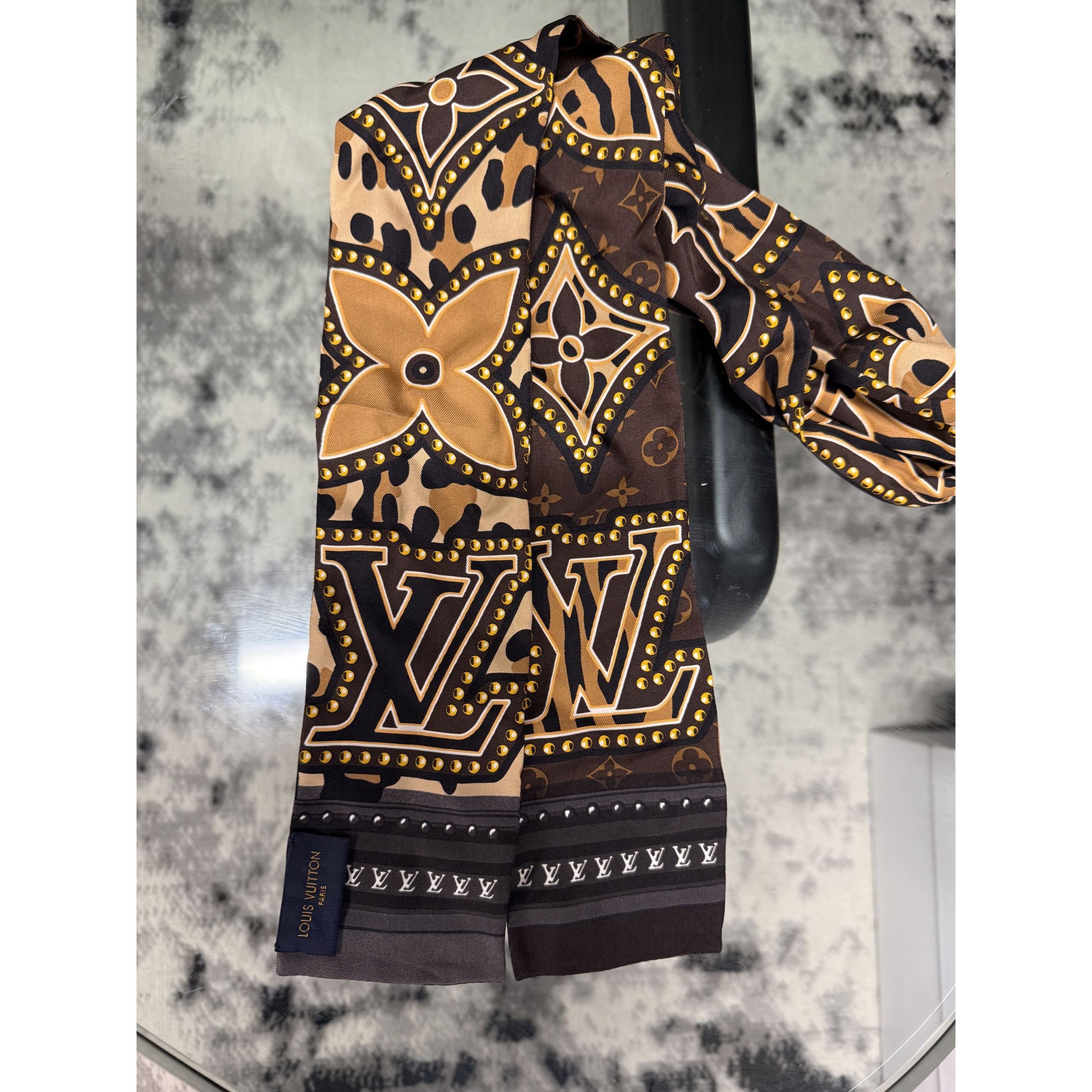 Louis Vuitton Louis Vuitton Monogram Jungle Bandeau Scarf 100% Silk Brown/ Size ONE SIZE - 1 Thumbnail