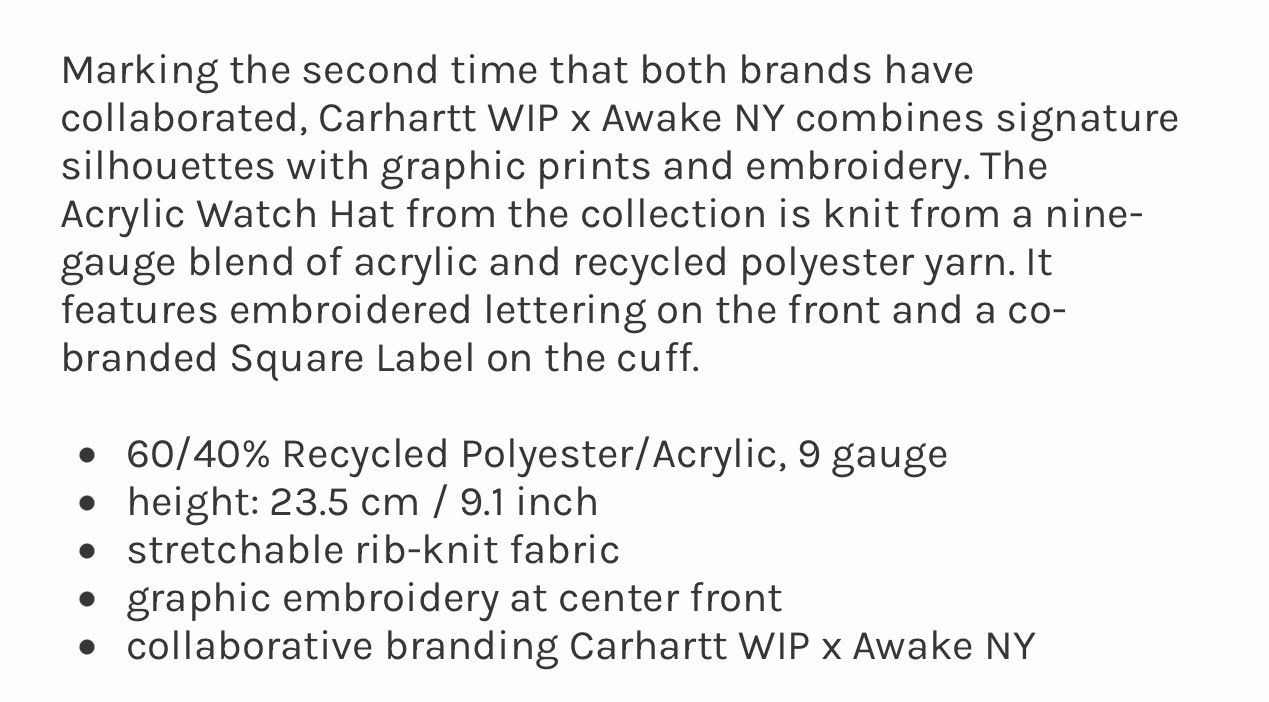 Awake NY × Carhartt Awake x Carhartt Un Amor Beanie Size ONE SIZE - 5 Thumbnail