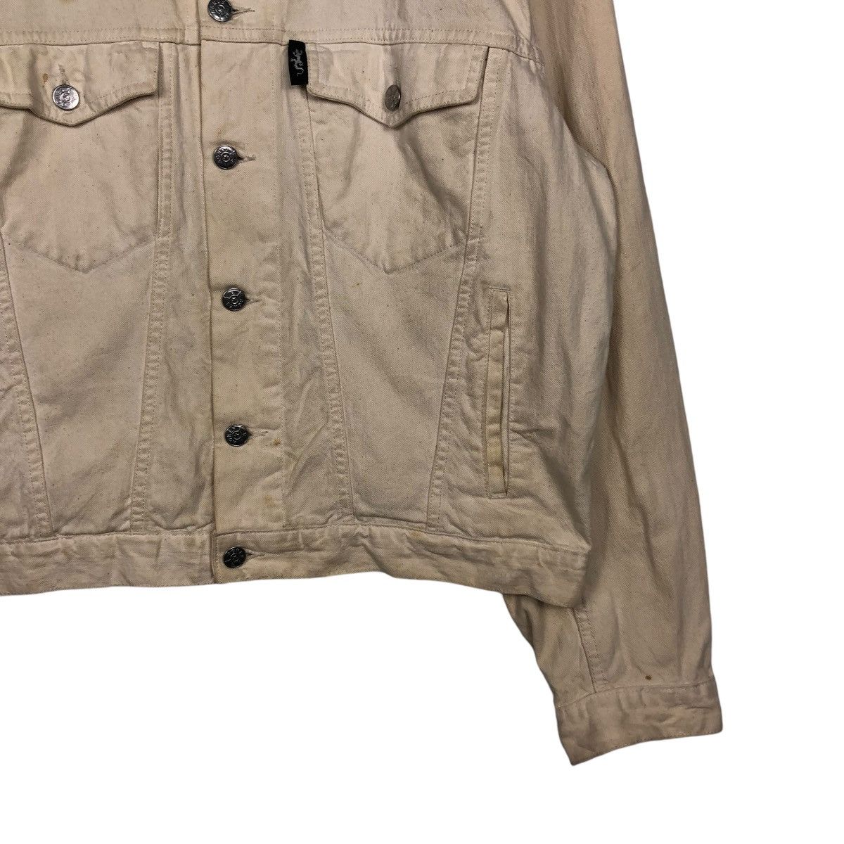 agnes b. 🔥VINTAGE CROPPED DENIM BIKER JACKET AGNES B. MADE IN FRANCE Size US M / EU 48-50 / 2 - 9 Thumbnail