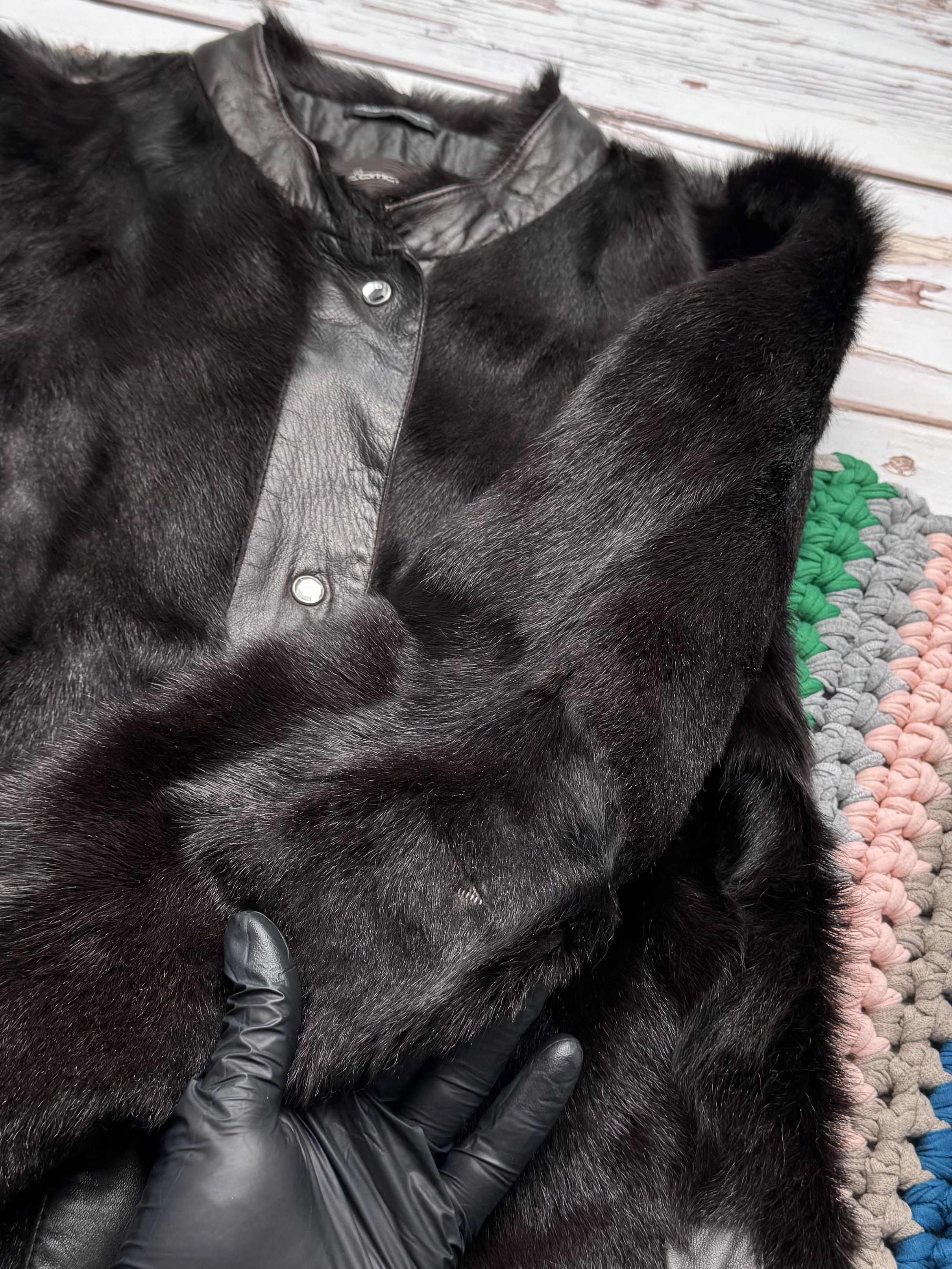 Vintage Women Vintage Real Fur Coat Dark Brown Leather Long Jacket Size S / US 4 / IT 40 - 8 Thumbnail