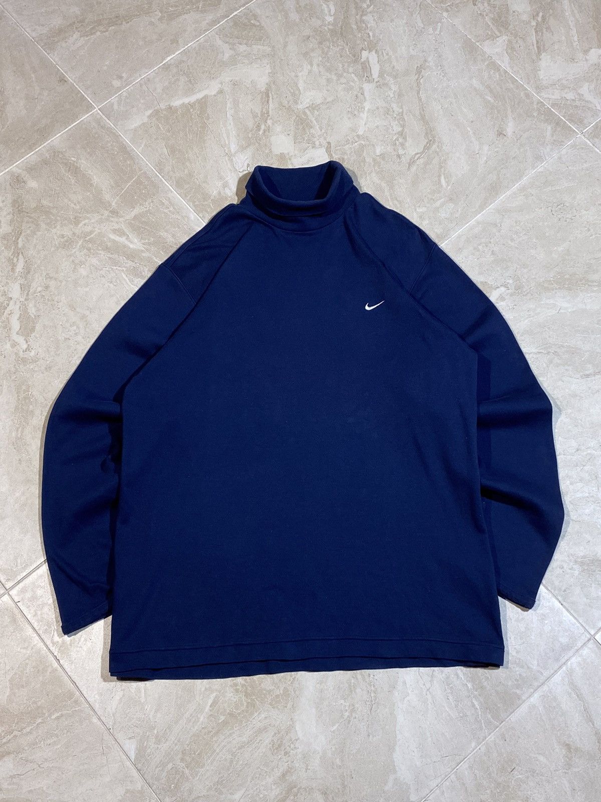 Nike 🔥 00s RARE NIKE TURTLENECK NAVY BLUE SWEATSHIRT VINTAGE Size US L / EU 52-54 / 3 - 1 Thumbnail