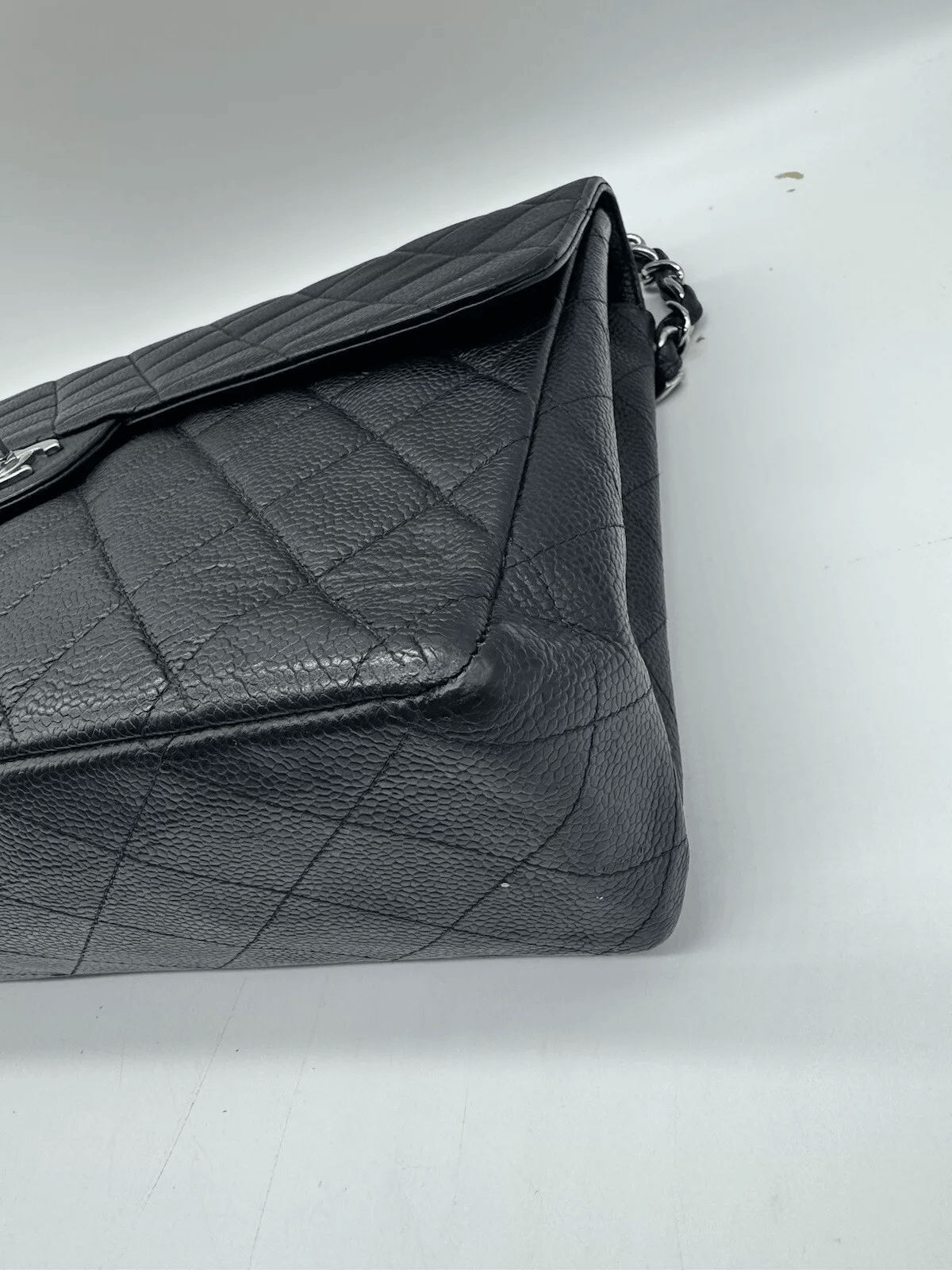 Chanel CHANEL Black Caviar Leather Jumbo Flap Silver CC Chain Size ONE SIZE - 3 Thumbnail