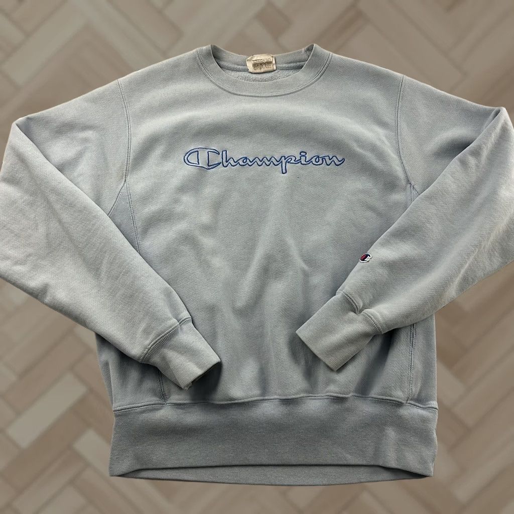 Champion Champion Reverse Weave Pullover Crewneck Sweatshirt Men S Light Blue Size US S / EU 44-46 / 1 - 1 Thumbnail