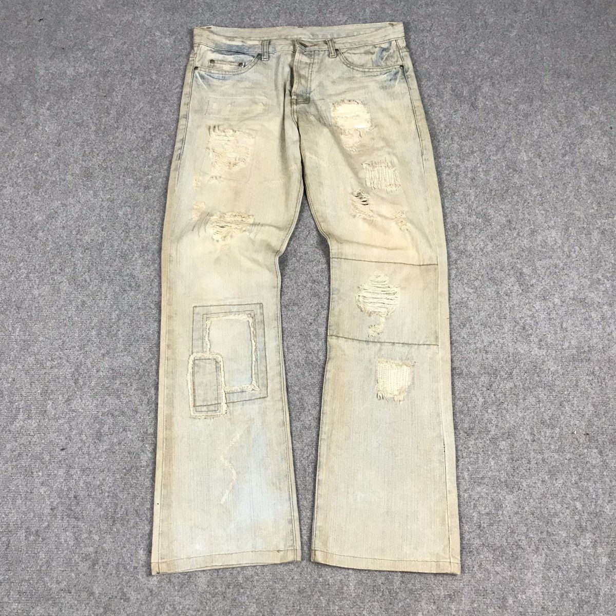 14th Addiction × If Six Was Nine × Le Grande Bleu (L.G.B.) FLARE💀RIPPED DISTRESSED LIGHT RUSTY LGB STYLE DENIM PANTS Size US 32 / EU 48 - 2 Thumbnail