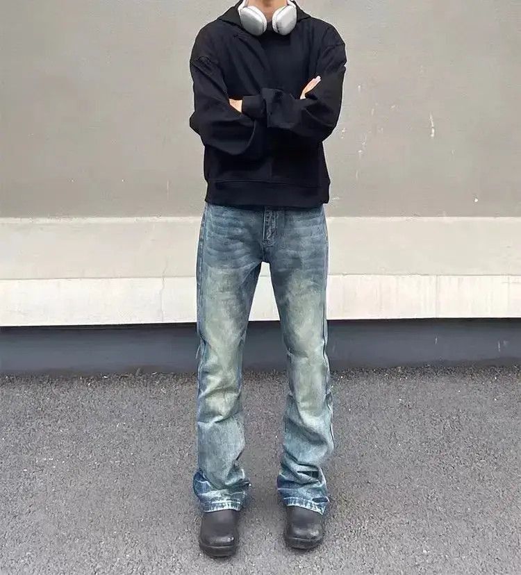 Japanese Brand High Street Washed Loose Hip Hop Micro Flare Jeans Size US 32 / EU 48 - 5 Thumbnail