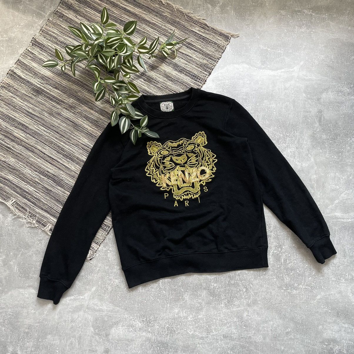 Kenzo Y2K Vintage 90s Kenzo Sweatshirt opium gold tiger Black Usa Grailed