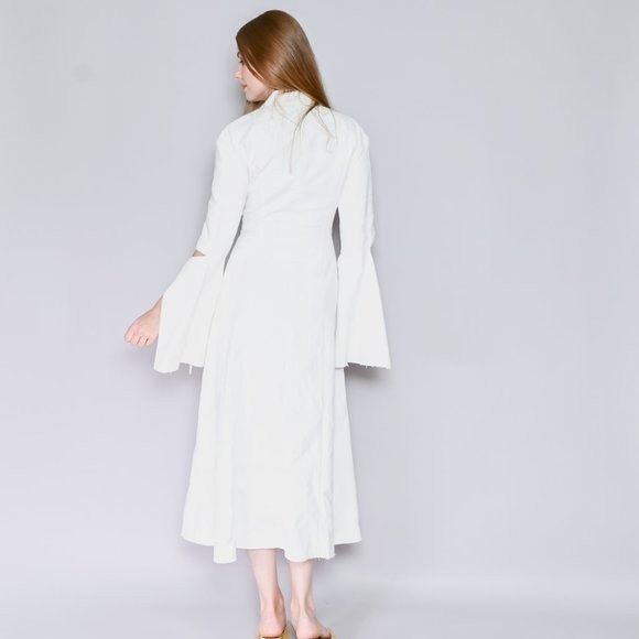 Loewe LOEWE White Jacquard Tie-Cut Sleeve Panel Coat Sz 36 Size XS / US 0-2 / IT 36-38 - 4 Thumbnail