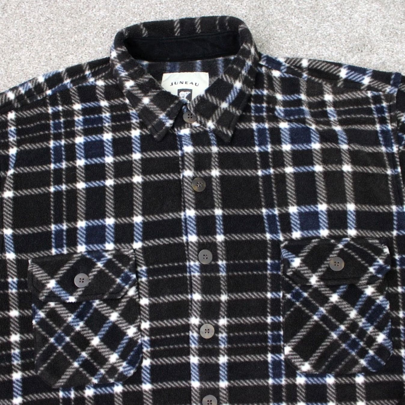 Vintage Juneau Fleece Shacket Mens Large Brown/Blue Plaid Long Sleeve Button-Up Shirt Size US L / EU 52-54 / 3 - 4 Thumbnail