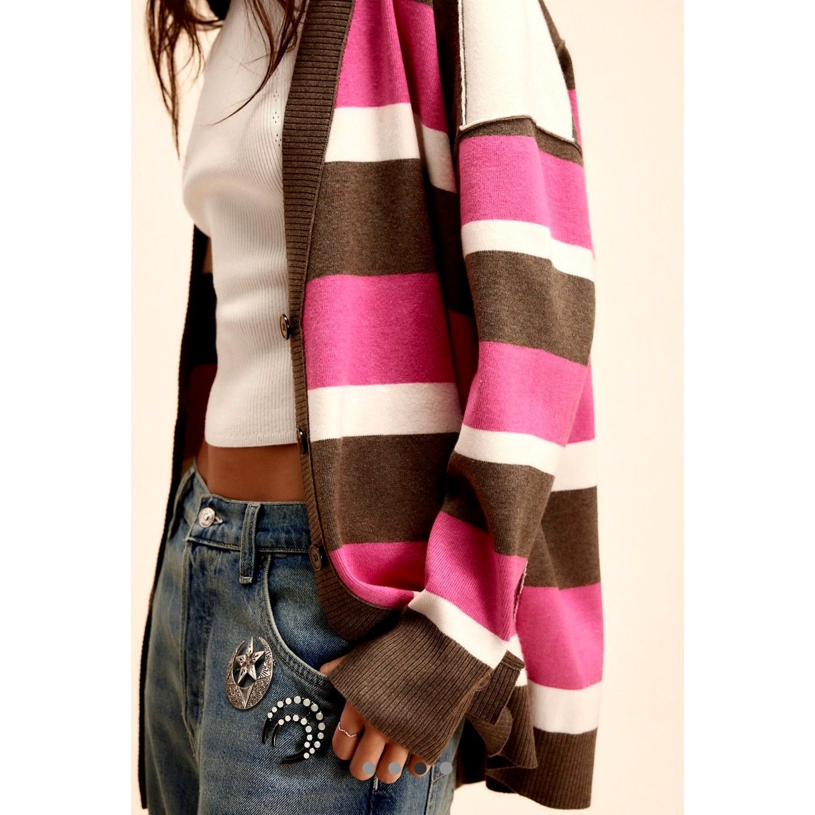 Free People Free People League Of Her Own Cardigan Aurora Pinecone M Size M / US 6-8 / IT 42-44 - 4 Thumbnail