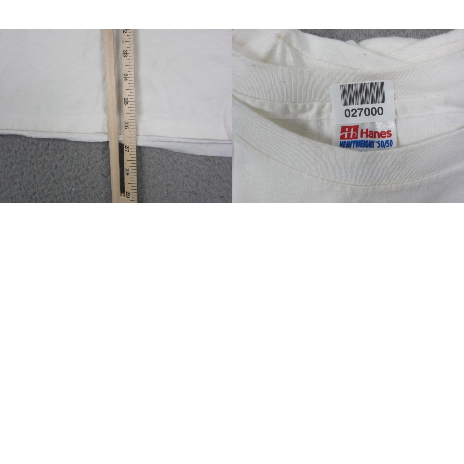 Hanes Vintage Hanes Shirt XL White Crew Neck Short Sleeve USA 90s Classic School T-Shirt Mens Regular Fit Cotton Polyester Knit Single Stitch Size US XL / EU 56 / 4 - 10 Thumbnail