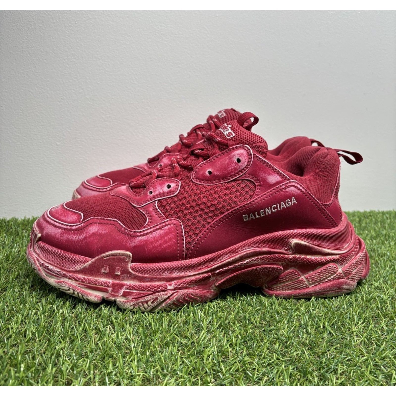 Balenciaga Balenciaga Triple S ' Dark Red ' Size US 12 / EU 45 - 1 Thumbnail