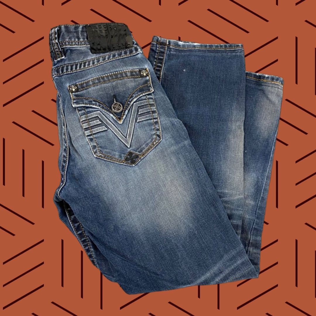 Affliction VINTAGE Affliction Jeans Men 31x27 Straight Fit Relaxed Denim Blue Wash Grunge 2000s Size US 31 - 1 Thumbnail