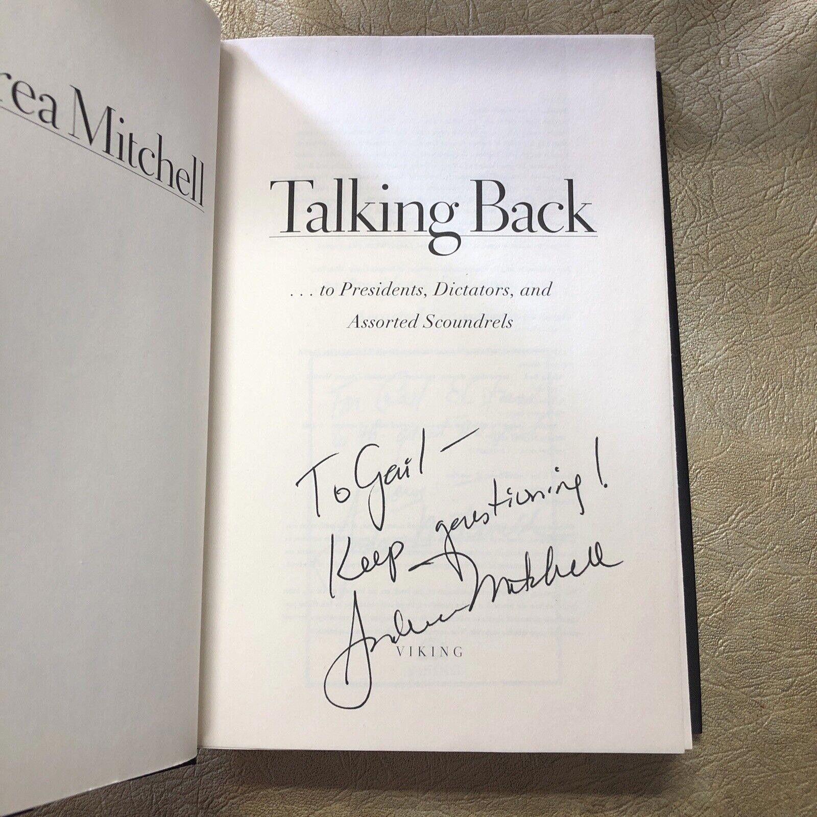 Designer SIGNED Andrea Mitchell Book Talking Back - NEW HCDJ Size ONE SIZE - 2 Thumbnail