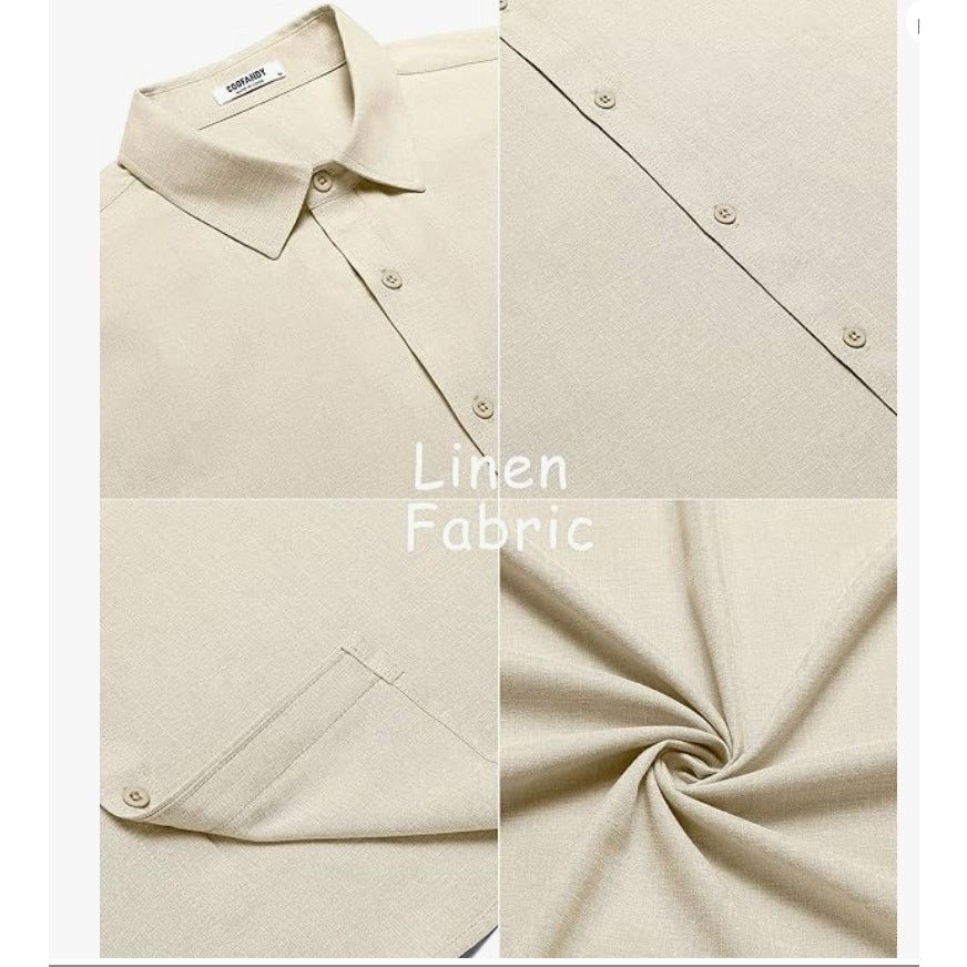 The Unbranded Brand Mens Casual Summer Shirt Button DownCotton Linen SIZE LARGE Size US L / EU 52-54 / 3 - 4 Thumbnail