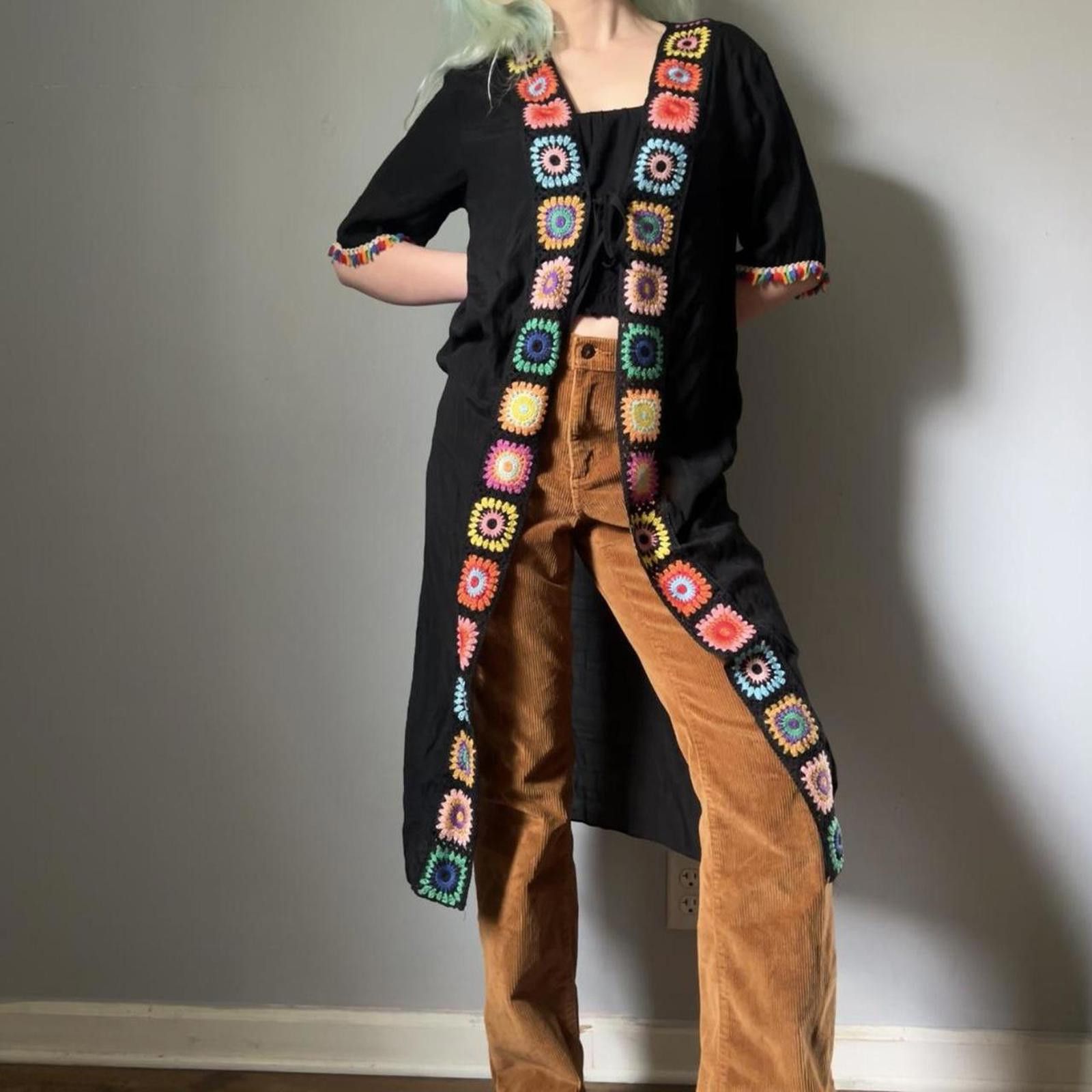 Other Boho crochet longline cardigan wrap Size S / US 4 / IT 40 - 2 Thumbnail
