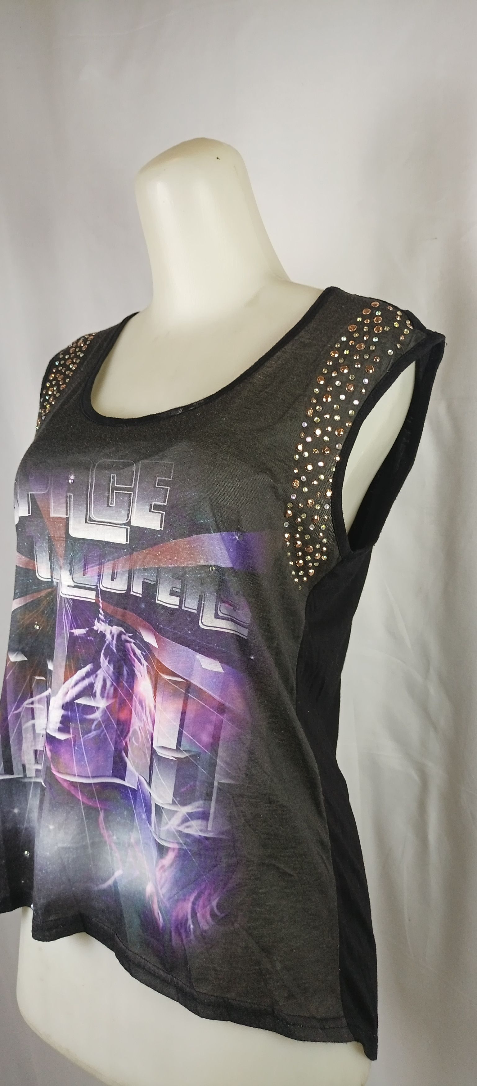 Japanese Brand VALLEY GIRL Space Trooper Rhinestone Tank Top Size S / US 4 / IT 40 - 15 Thumbnail