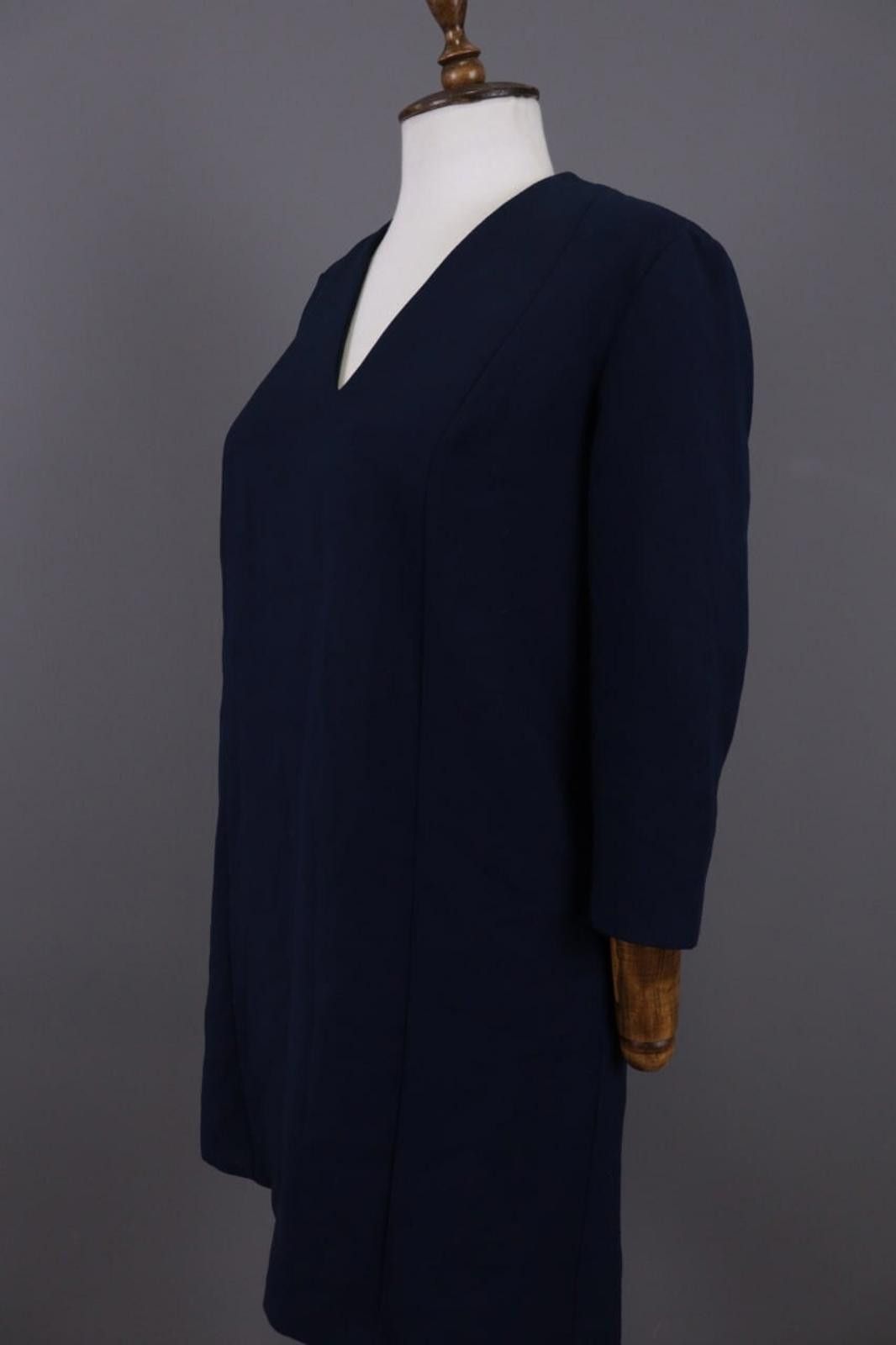Lauren Ralph Lauren Me+Em Blue V-Neck Evening Long Sleeve A-Line Dress Size 12 Size XL / US 12-14 / IT 48-50 - 6 Thumbnail