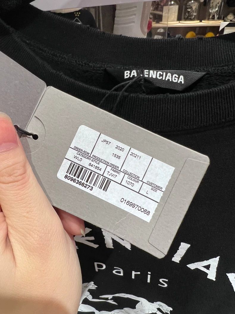 Balenciaga Balenciaga Black Running Round Neck Hoodie Size L Size US L / EU 52-54 / 3 - 2 Thumbnail