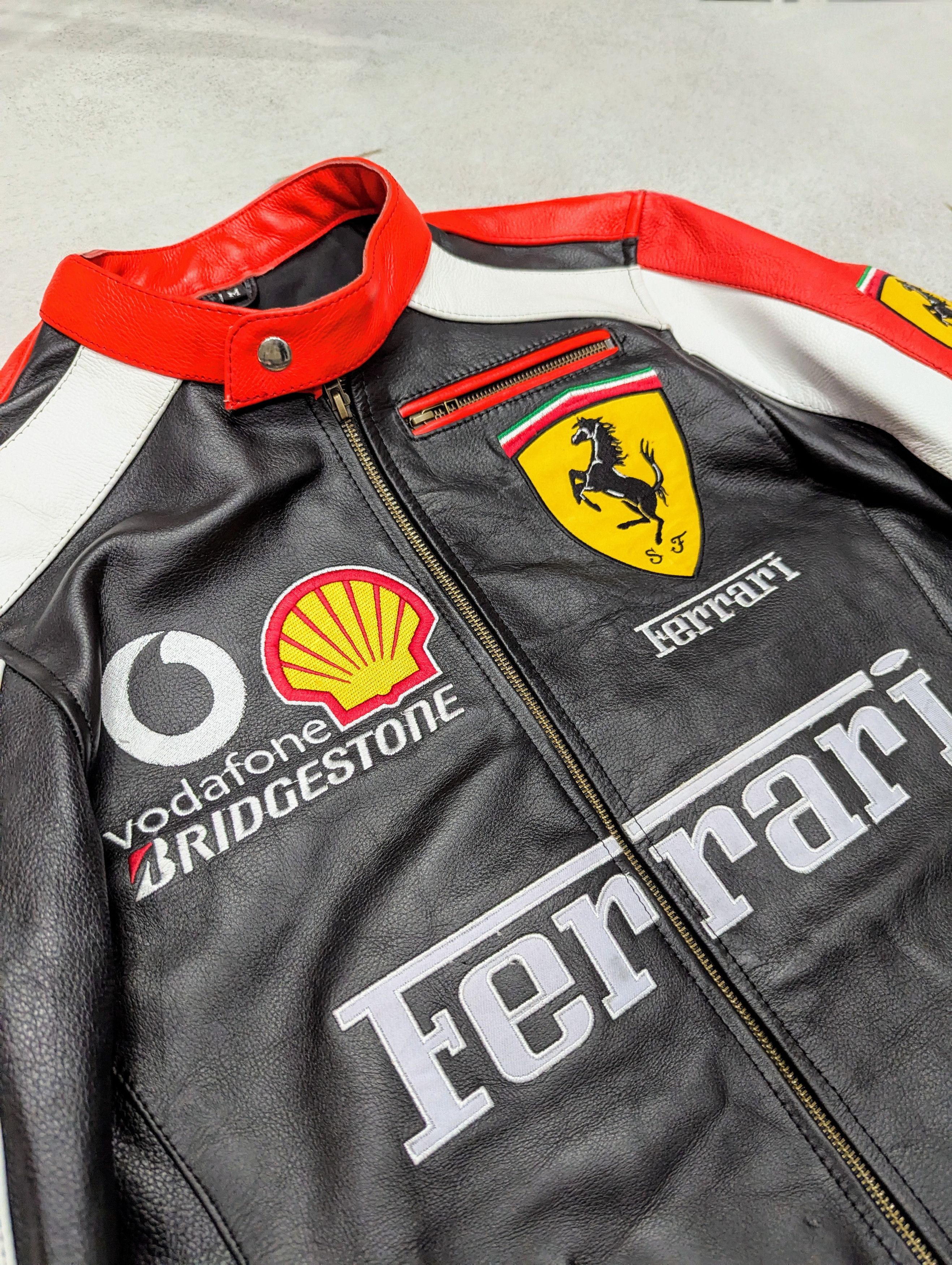 Vintage 🔥 FERRARI 🔥 90s RACING LEATHER JACKET STREETWEAR Size US XL / EU 56 / 4 - 5 Thumbnail