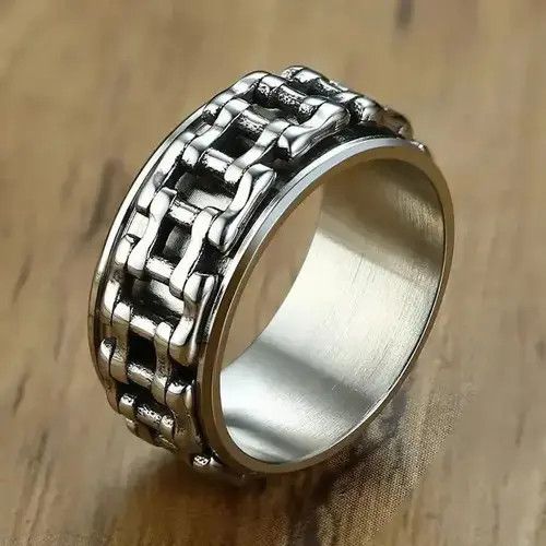 Vintage Mens Spinner Center Curb Chain Rings Size ONE SIZE - 4 Thumbnail