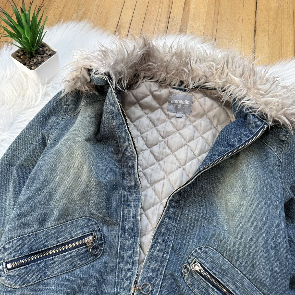 If Six Was Nine 📌 Crazy Y2K Fur Sherpa 00s Vintage Denim Jacket Size M / US 6-8 / IT 42-44 - 6 Thumbnail