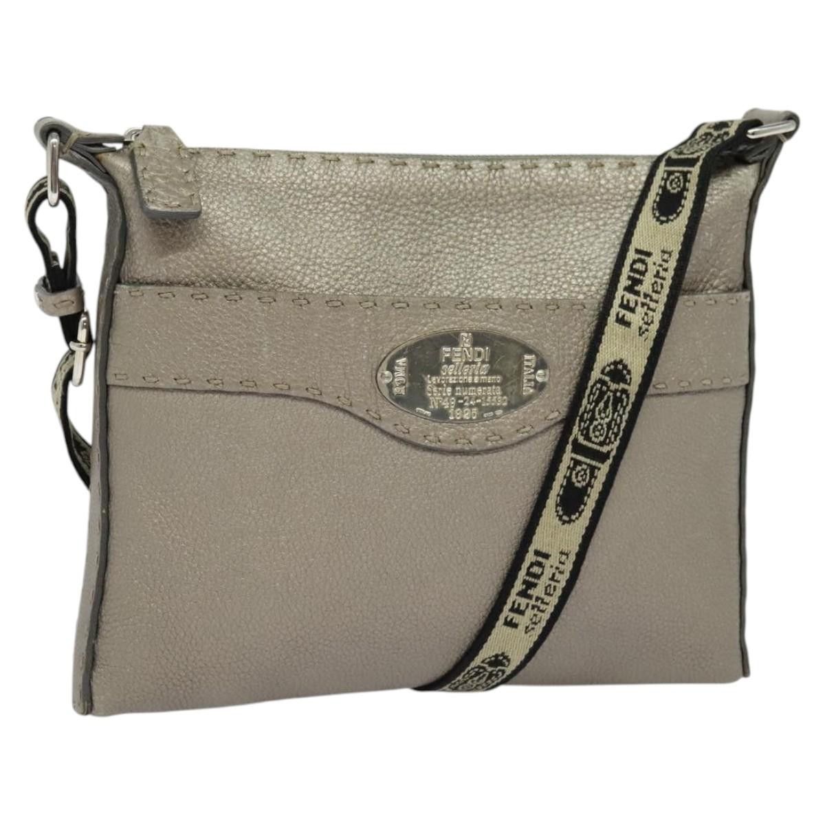 Fendi Shoulder Bag Leather Silver, Women's