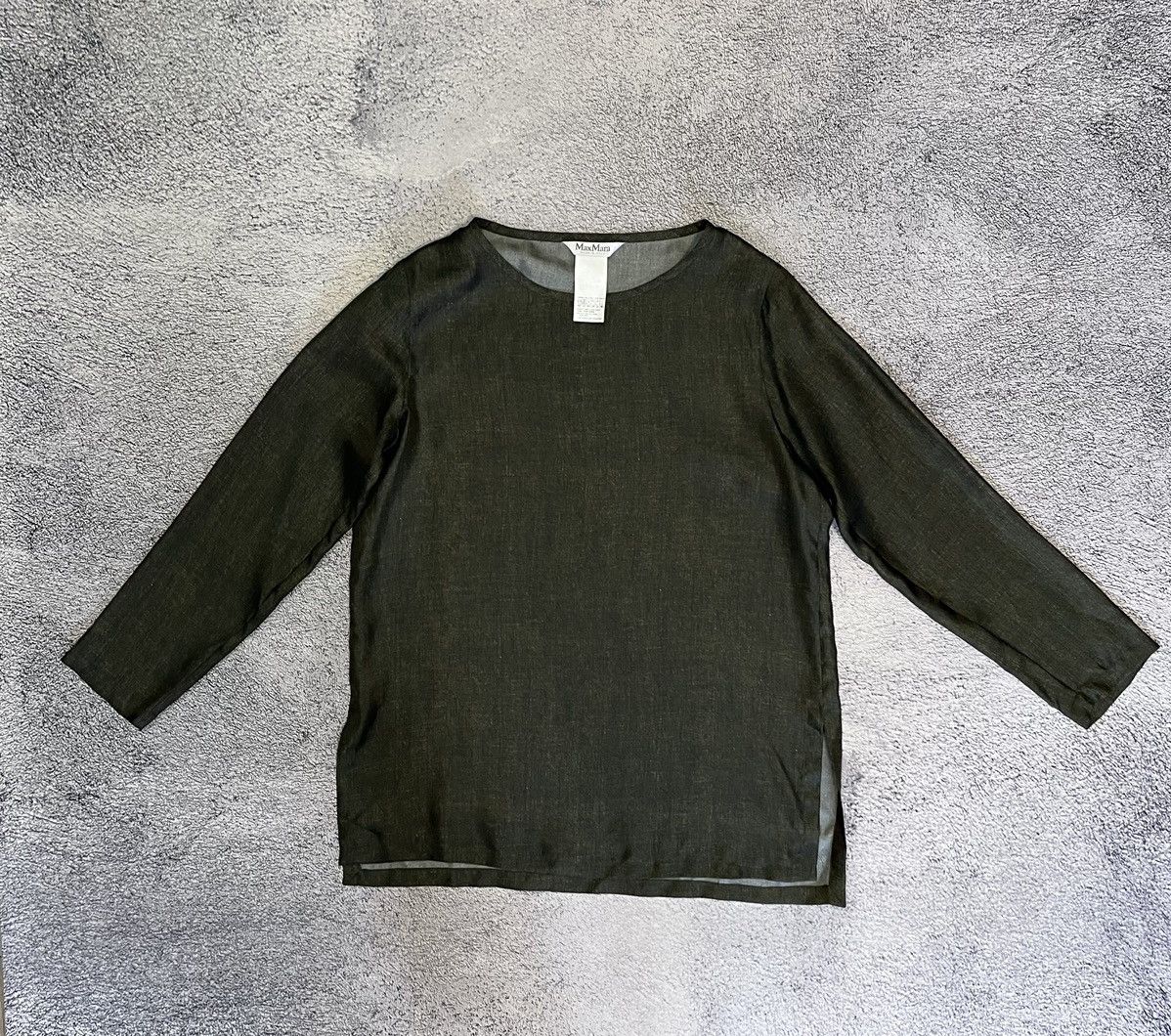Max Mara Max Mara 100% Silk Blouse Dark Olive IT 46 Italy Elegant Top Size L / US 10 / IT 46 - 5 Thumbnail