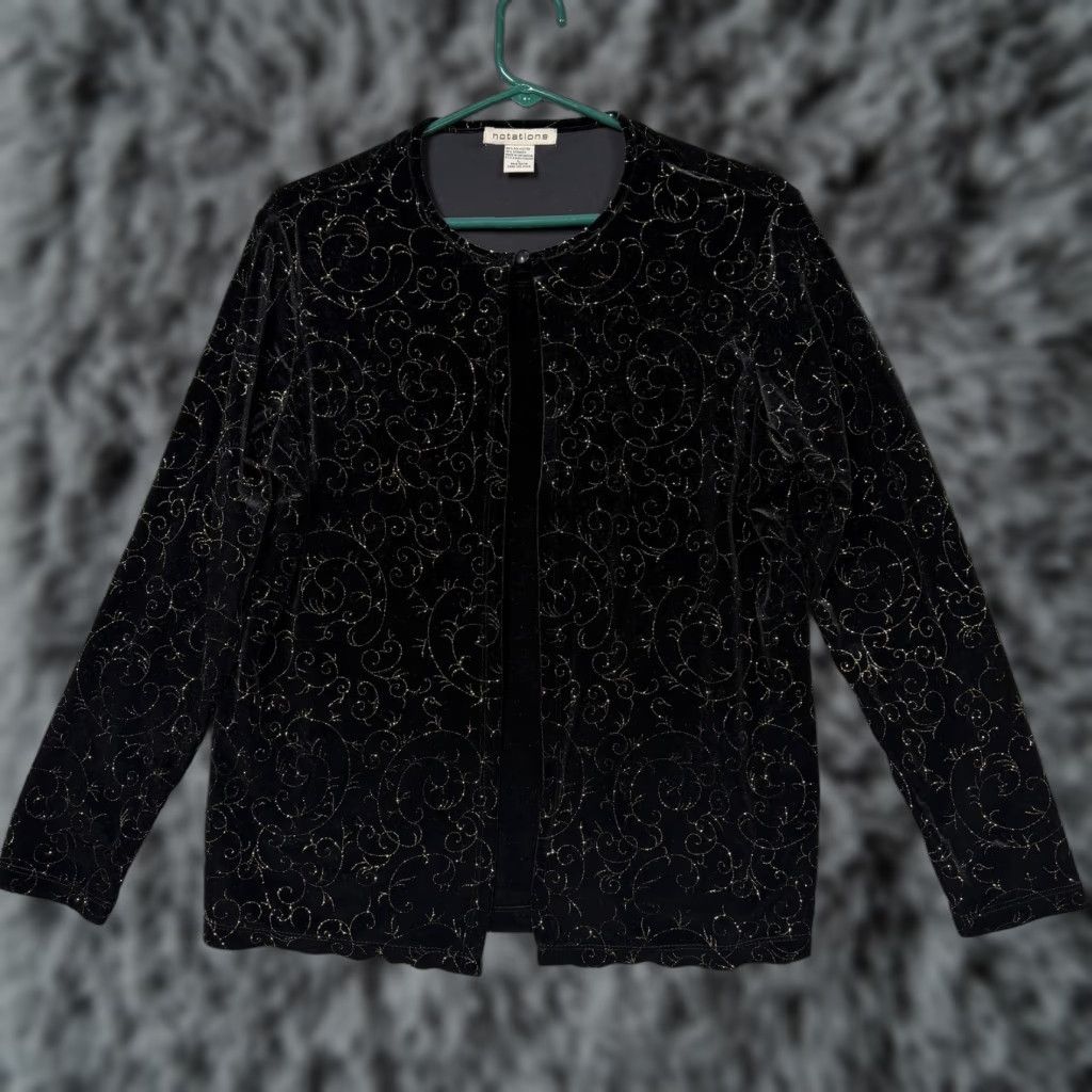 Vintage VINTAGE Notations Velvet Glitter Geometric Jacket L Womens Size L / US 10 / IT 46 - 1 Thumbnail