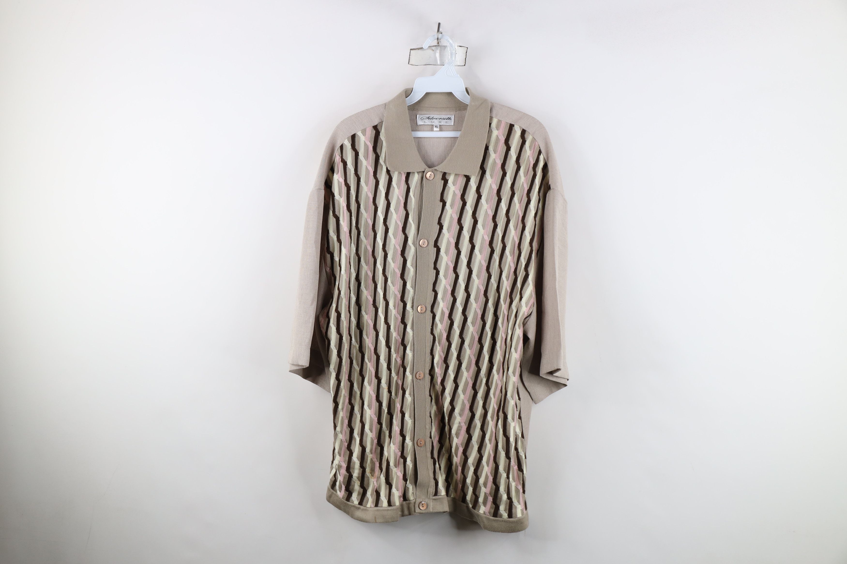 Vintage Vintage 90s Y2K Coogi Style Knit Short Sleeve Button Shirt Size US XL / EU 56 / 4 - 1 Thumbnail