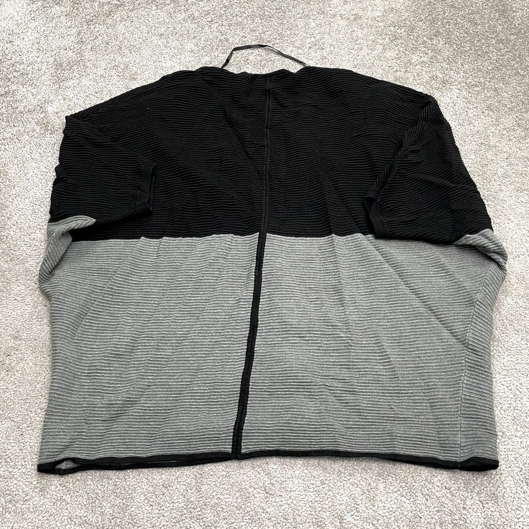 Vintage Lane Bryant Cardigan Sweater 18/20 Black Gray Knit Ribbed Dolman Kimono Womens Size L / US 10 / IT 46 - 2 Thumbnail