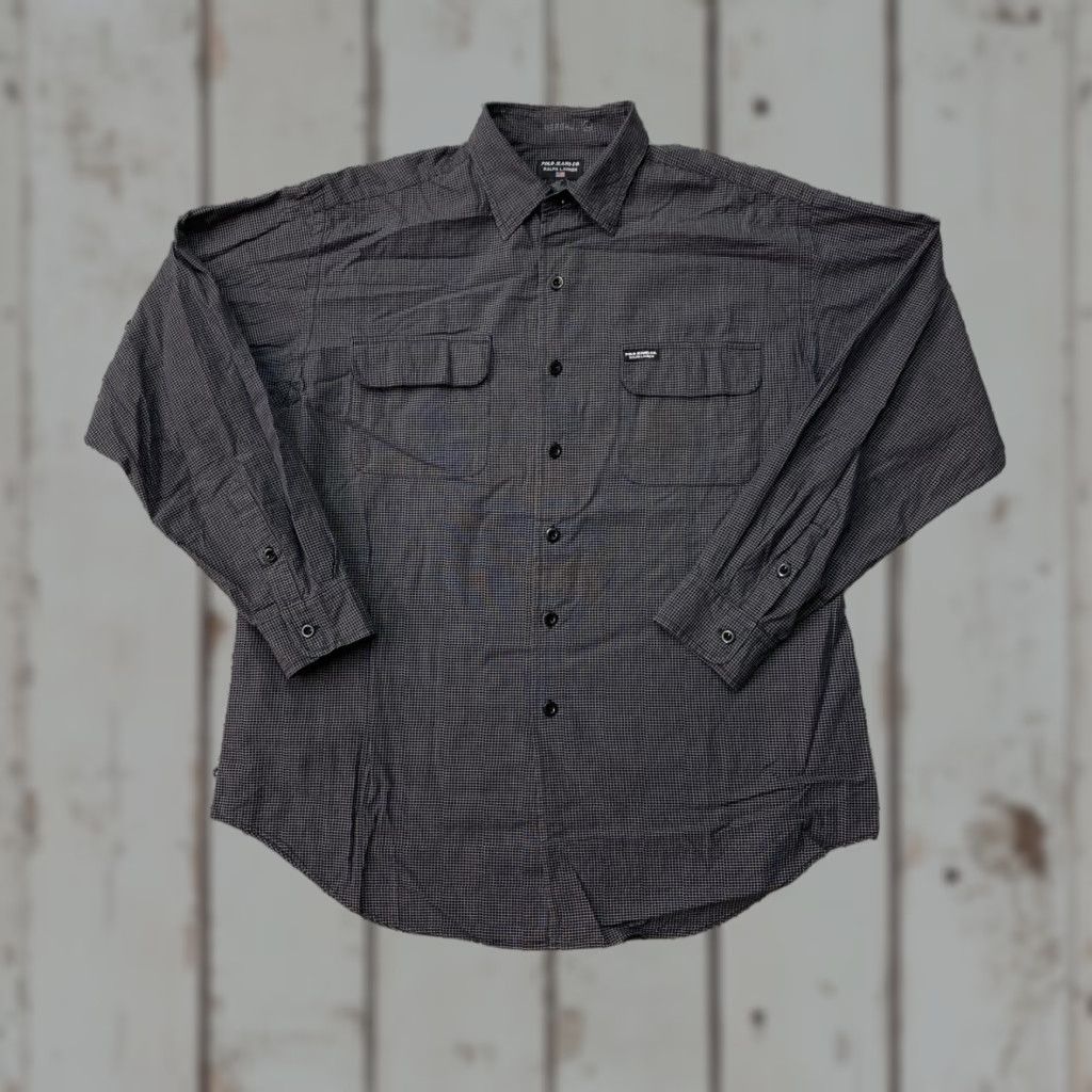 Polo Ralph Lauren VTG Polo Jeans Ralph Lauren Button-Up Shirt Mens L Plaid Long Sleeve Black White Multicolor 90s Classic Casual All Seasons Pockets Easy Care Button-Up Size US L / EU 52-54 / 3 - 1 Thumbnail