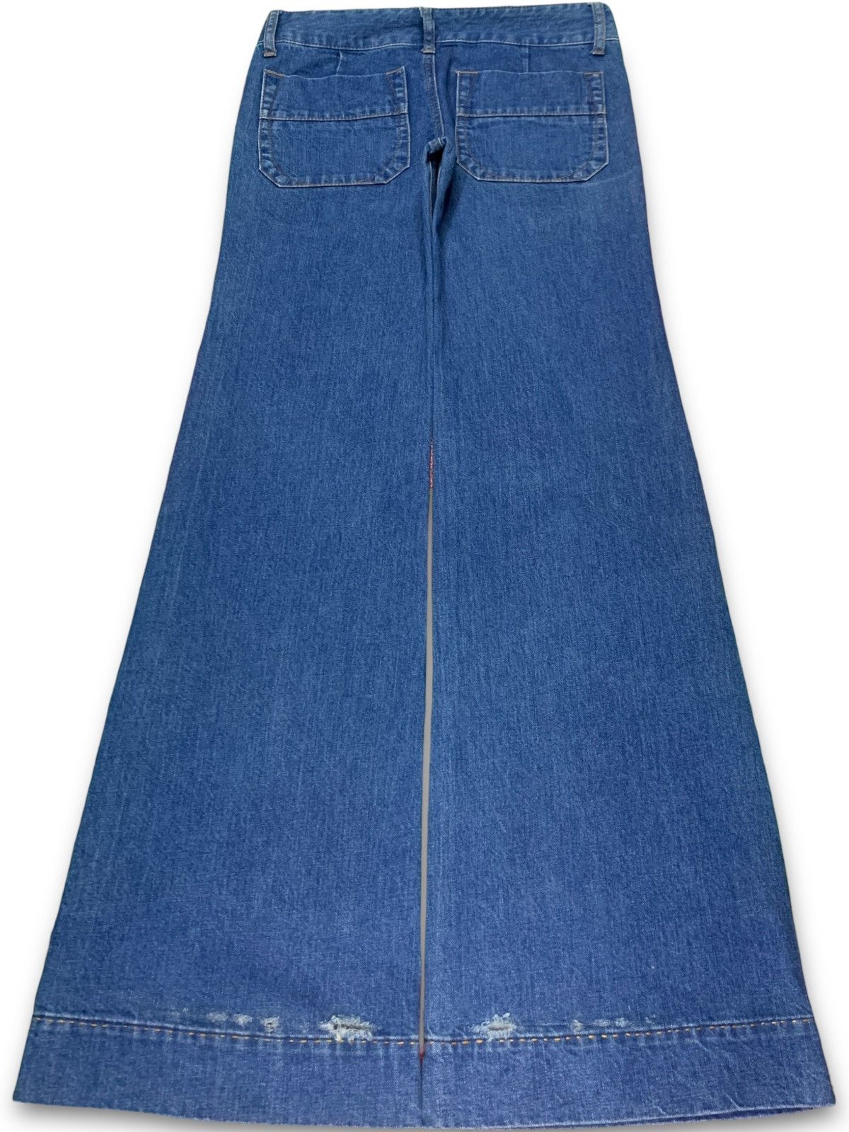 Japanese Brand Vintage Japanese Blue Wash Distressed Fatigue Flare Jeans Size 30" / US 8 / IT 44 - 2 Thumbnail