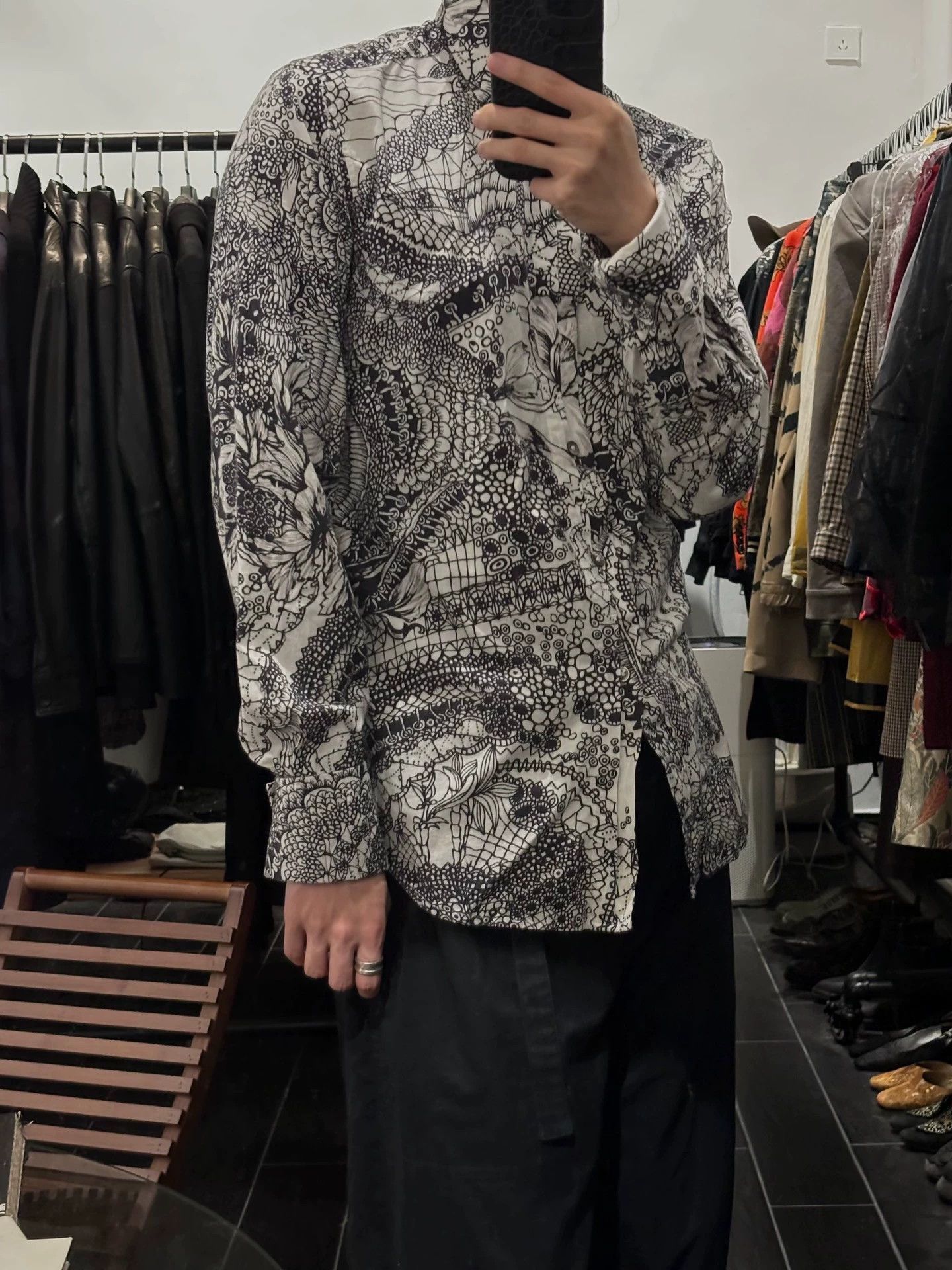 Ann Demeulemeester Multi-Patterned Long Sleeve Button-Up Shirt Size US XXS / EU 40 - 2 Thumbnail