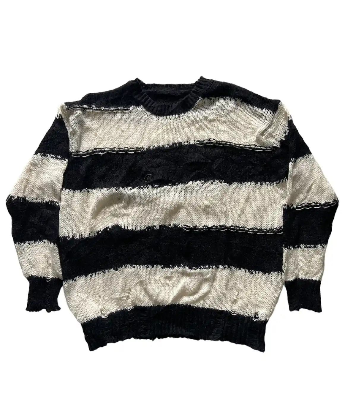 image of Avant Garde x Beauty Beast Unknown Distressed Knit Numbernine Styled in Striped, Men's (Size Medium