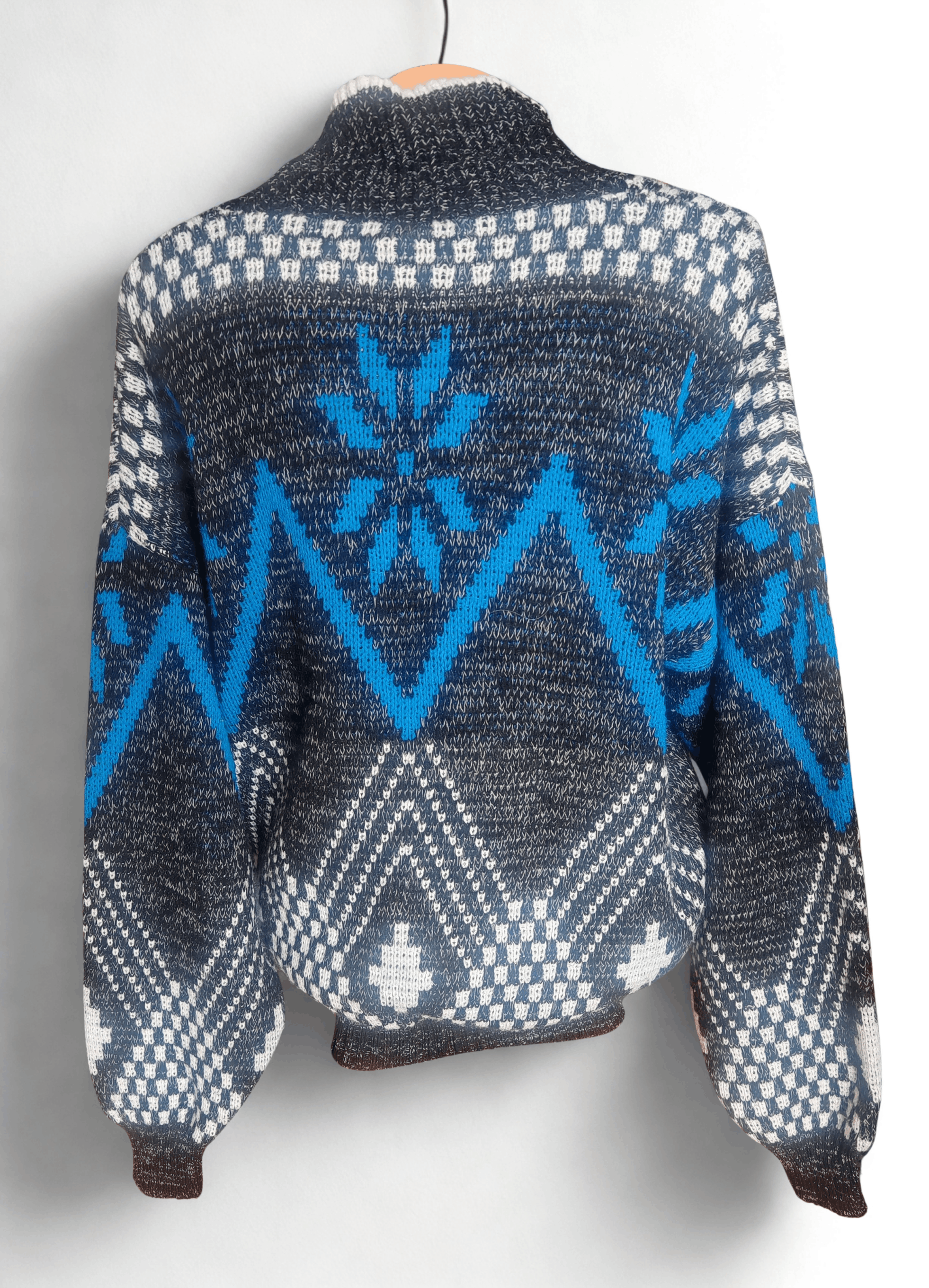 Vintage Vintage 90s Funky Geometric Print Jumper Shawl Collar size M Size US M / EU 48-50 / 2 - 3 Thumbnail