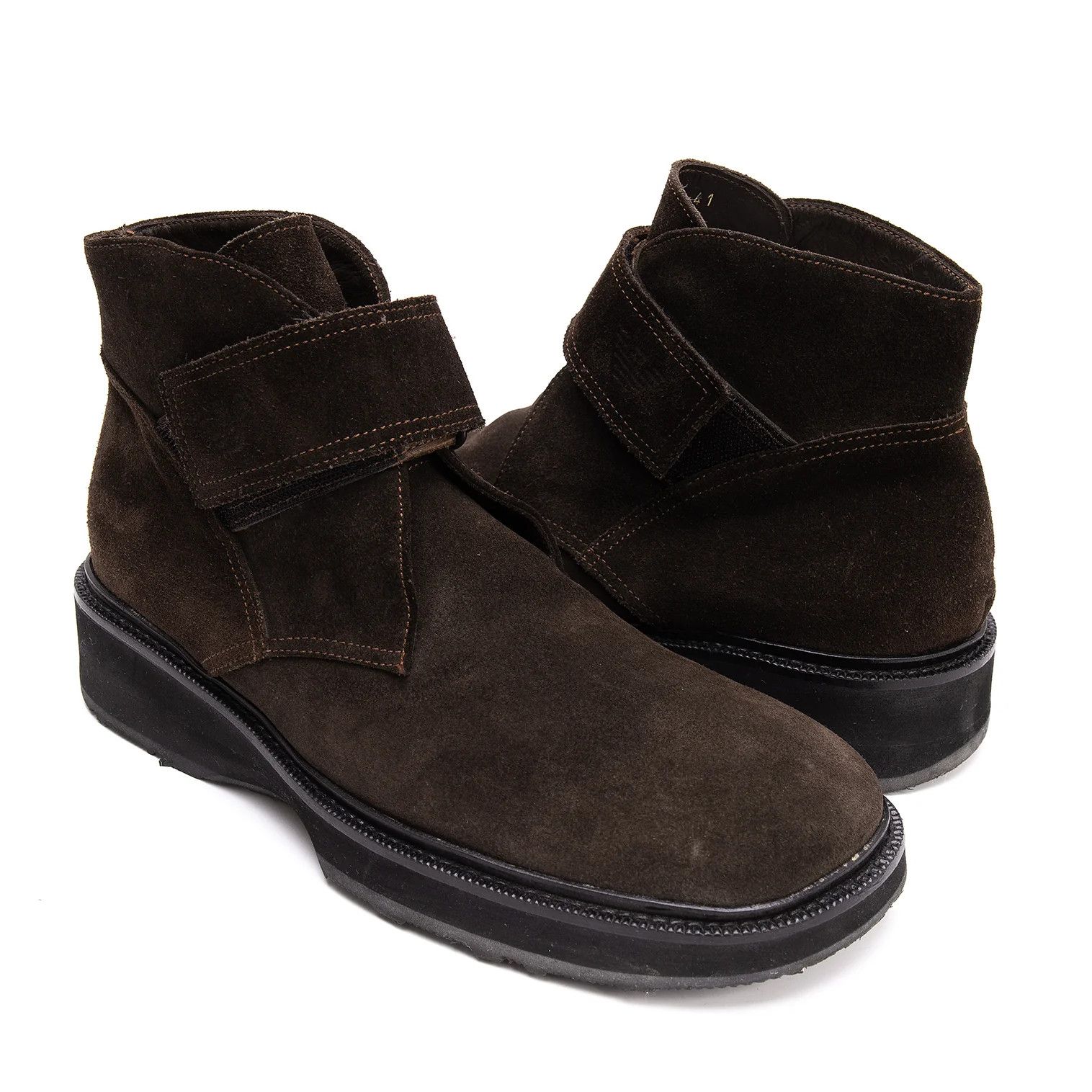 Emporio Armani Velcro Suede Boots in Dark Brown Size 41 (Approx. 25.5 cm) Size US 8 / EU 41 - 1 Thumbnail